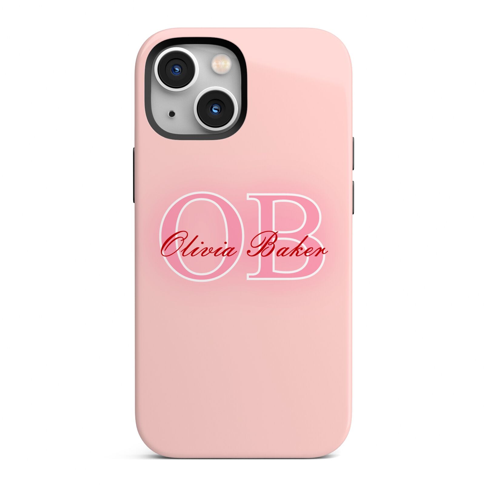 Pink Initials Personalised iPhone 13 Mini Full Wrap 3D Tough Case