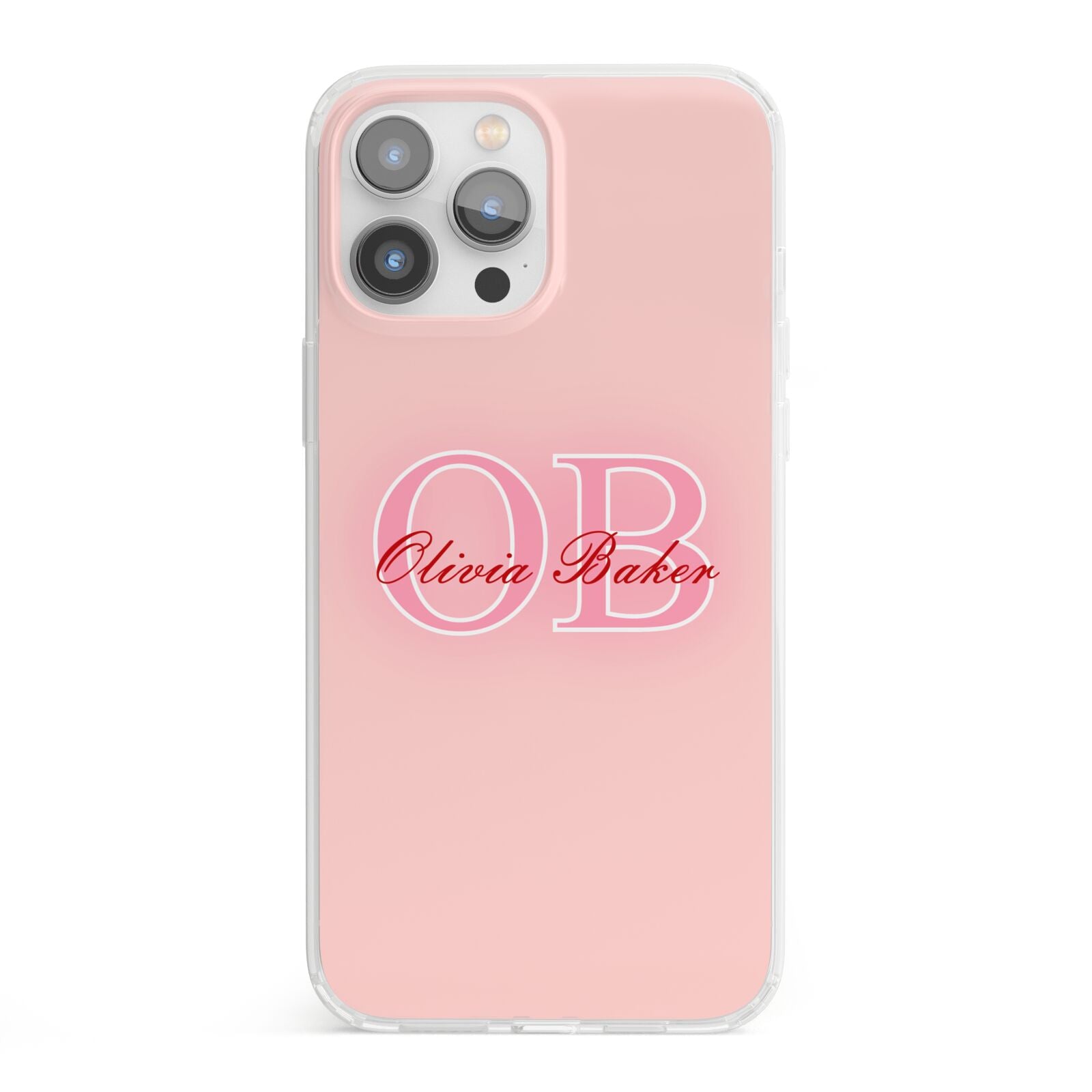 Pink Initials Personalised iPhone 13 Pro Max Clear Bumper Case