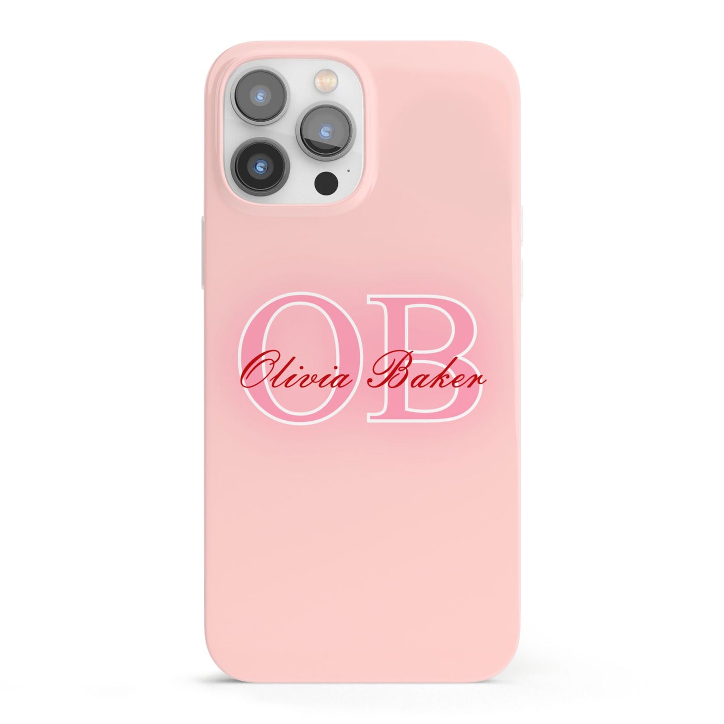 Pink Initials Personalised iPhone 13 Pro Max Full Wrap 3D Snap Case