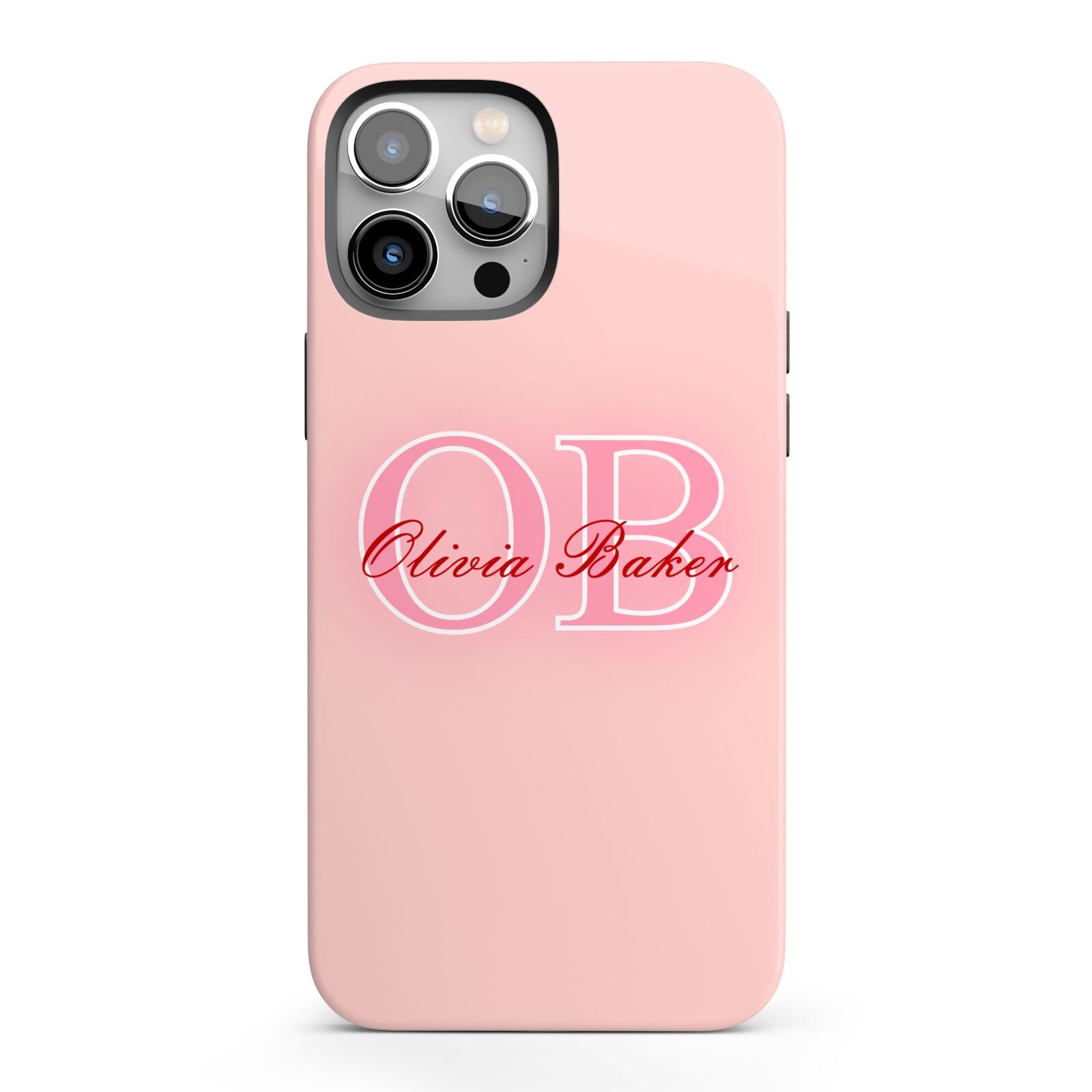 Pink Initials Personalised iPhone 13 Pro Max Full Wrap 3D Tough Case