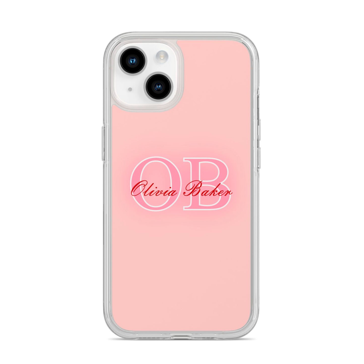 Pink Initials Personalised iPhone 14 Clear Tough Case Starlight