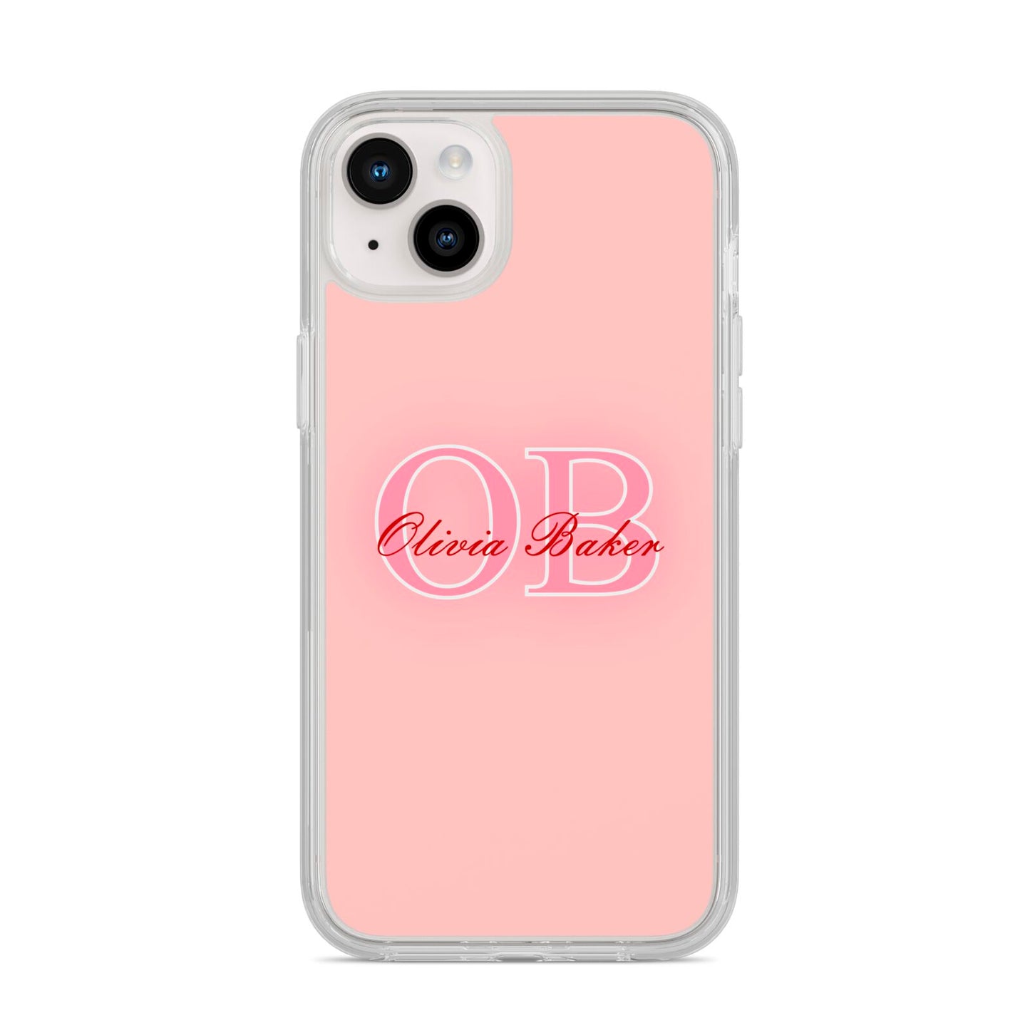 Pink Initials Personalised iPhone 14 Plus Clear Tough Case Starlight