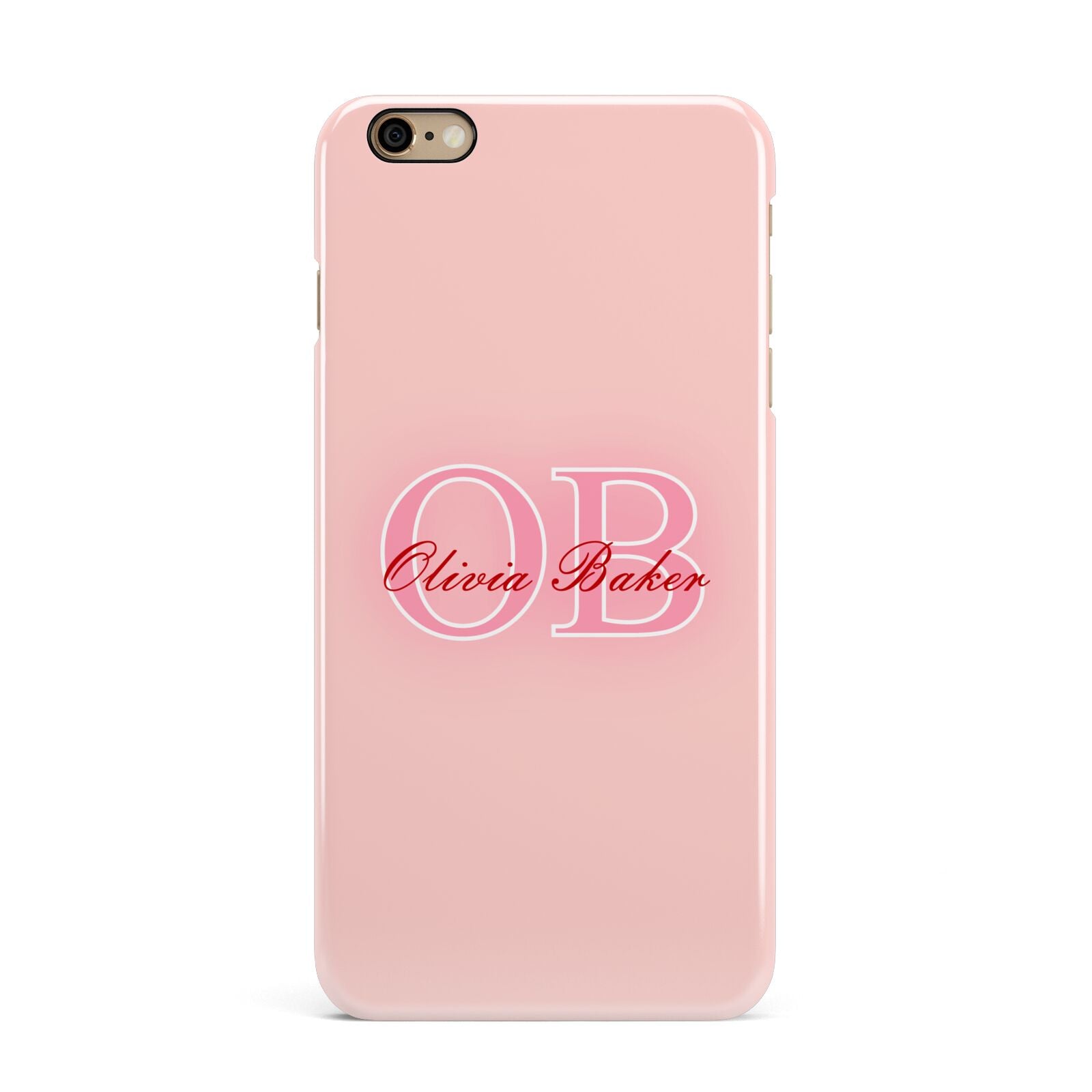 Pink Initials Personalised iPhone 6 Plus 3D Snap Case on Gold Phone