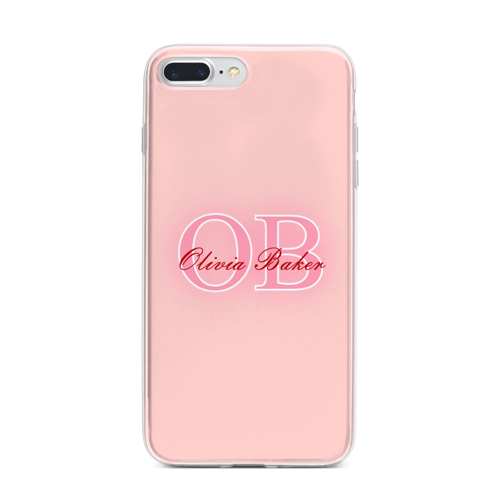 Pink Initials Personalised iPhone 7 Plus Bumper Case on Silver iPhone