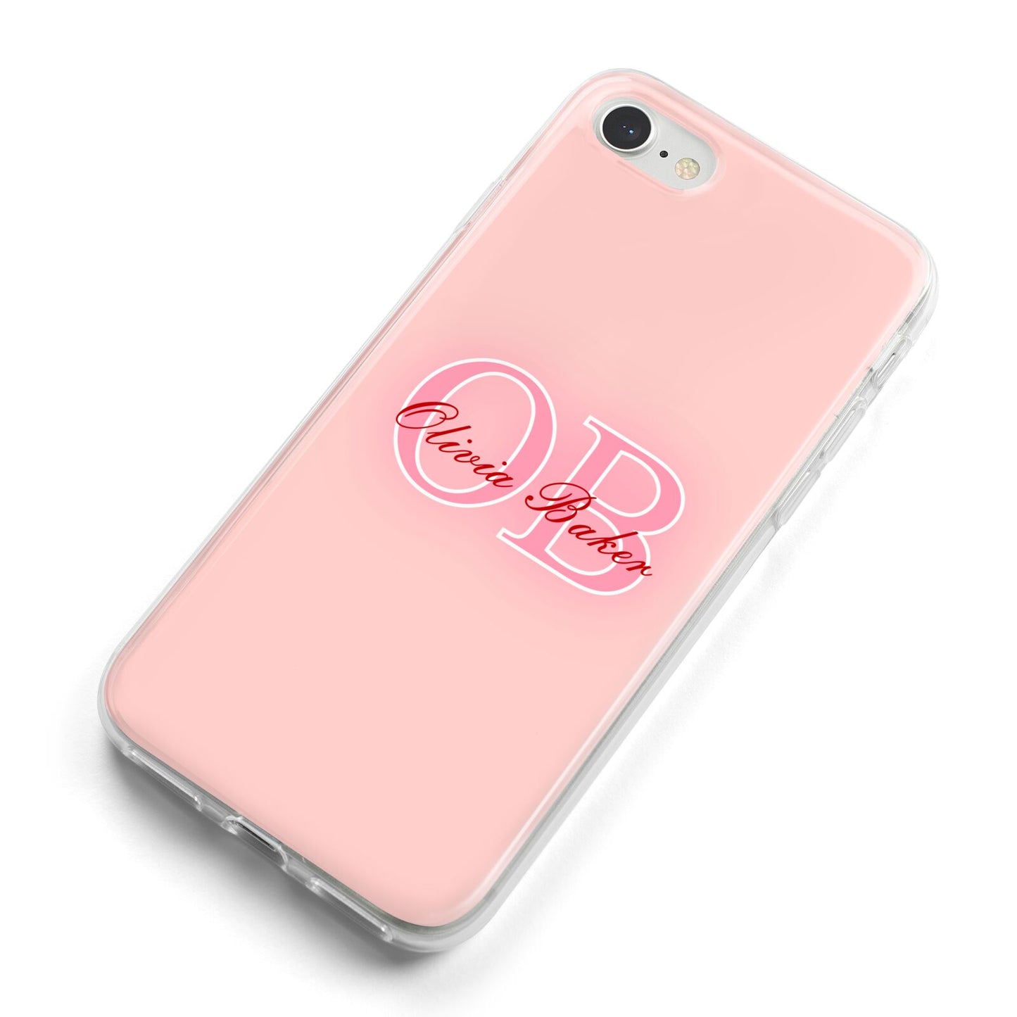 Pink Initials Personalised iPhone 8 Bumper Case on Silver iPhone Alternative Image