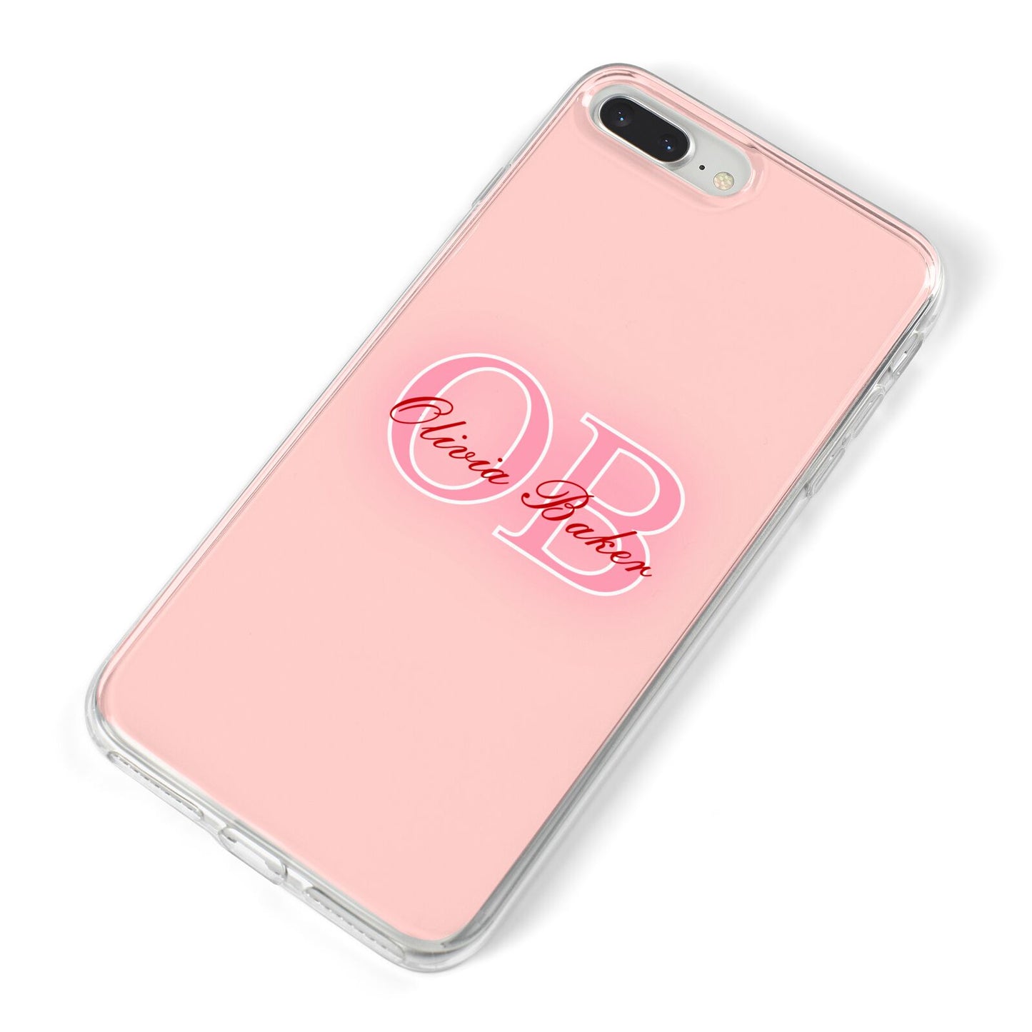 Pink Initials Personalised iPhone 8 Plus Bumper Case on Silver iPhone Alternative Image