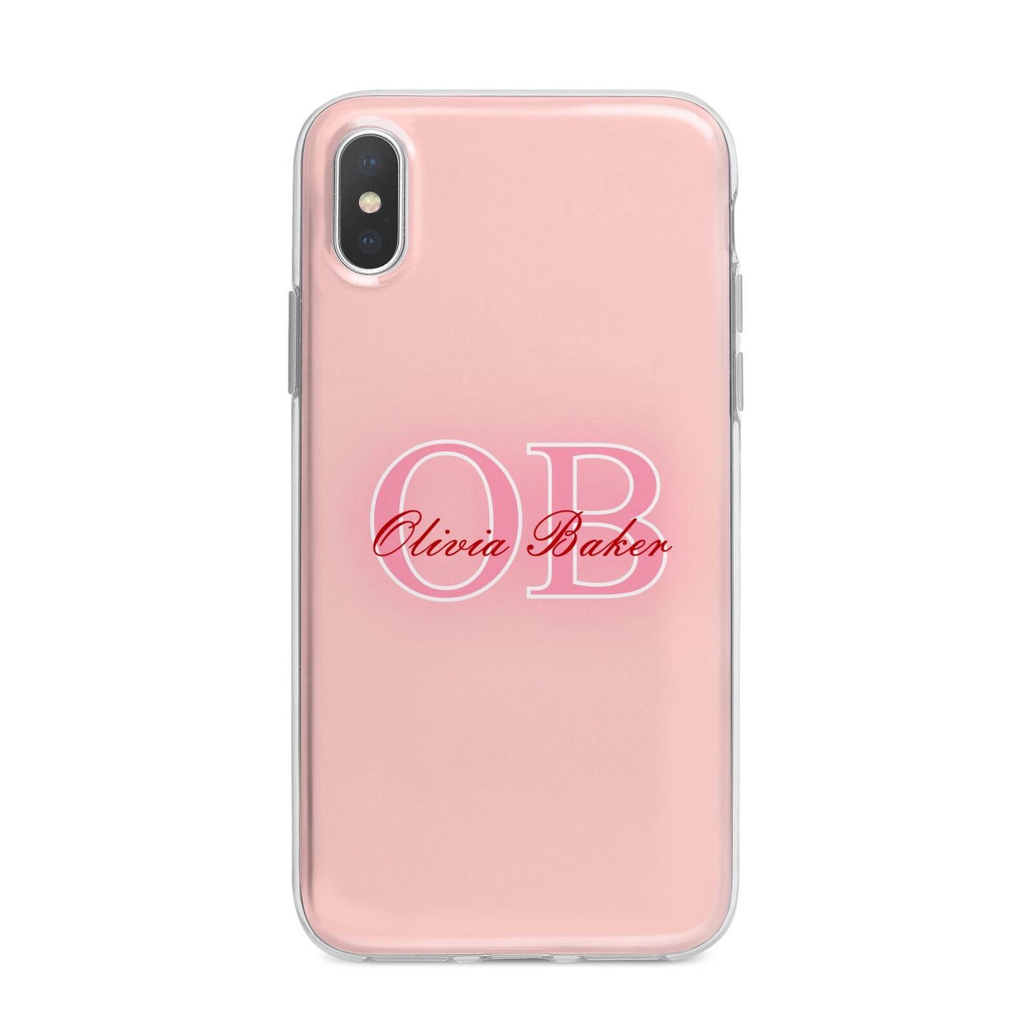 Pink Initials Personalised iPhone X Bumper Case on Silver iPhone Alternative Image 1