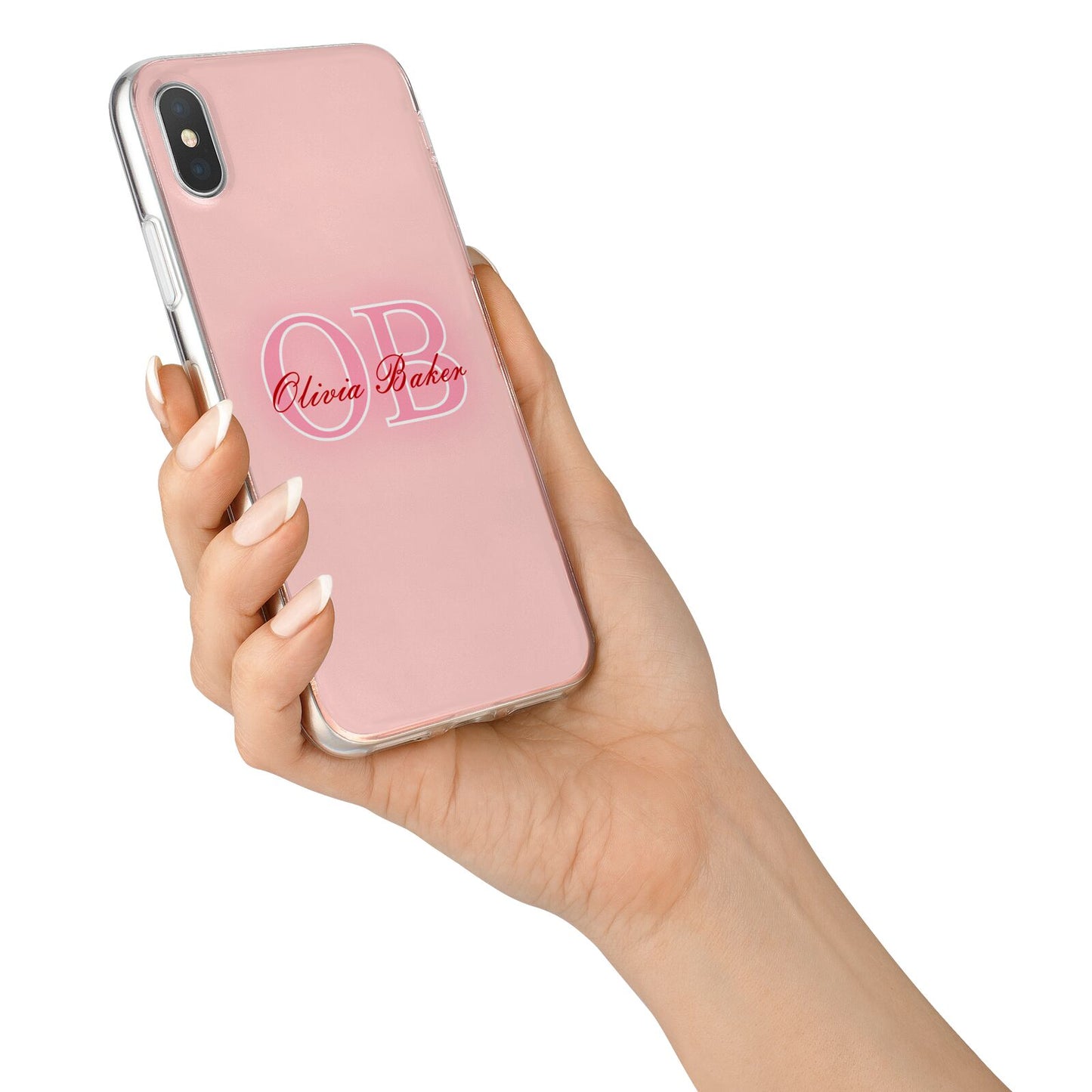 Pink Initials Personalised iPhone X Bumper Case on Silver iPhone Alternative Image 2