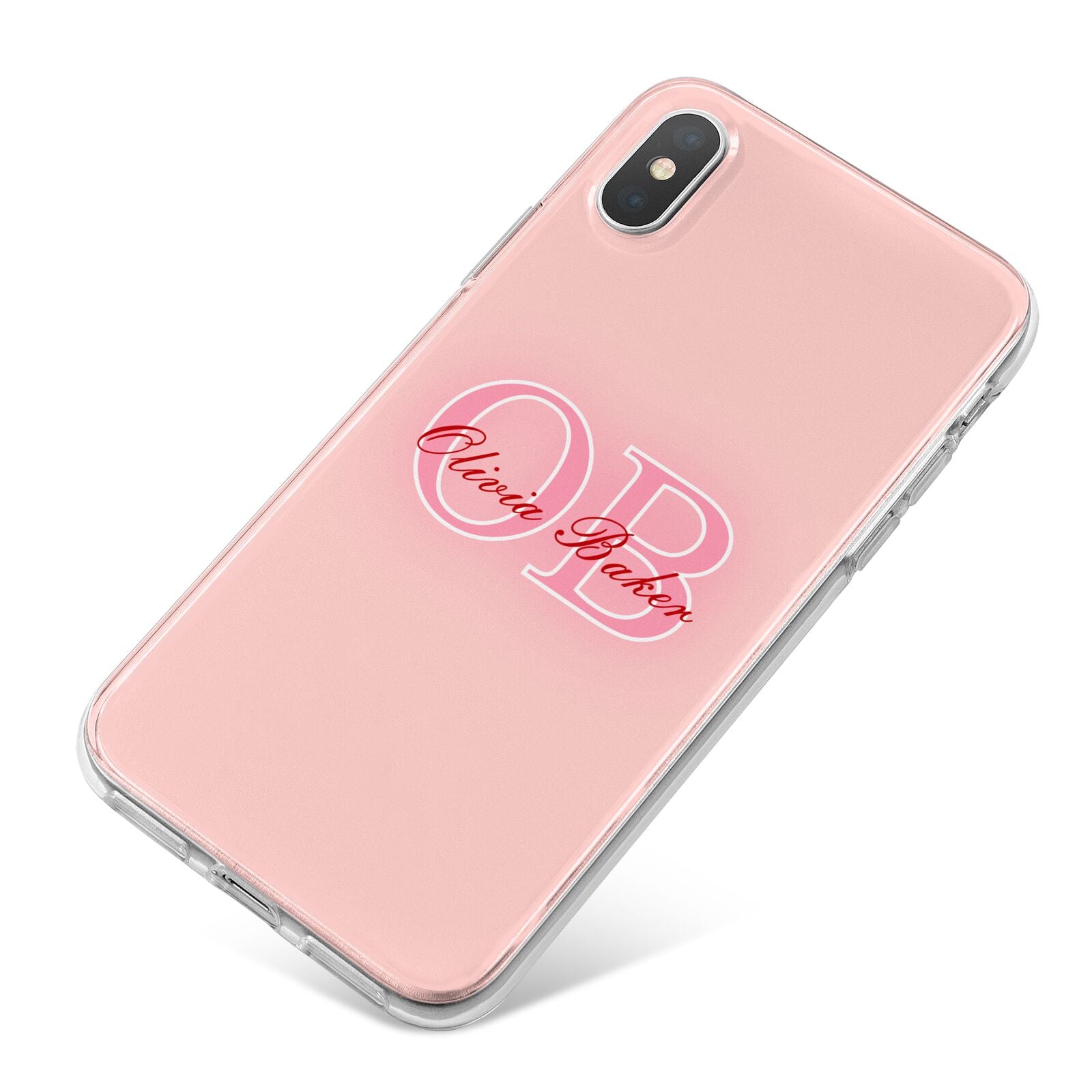 Pink Initials Personalised iPhone X Bumper Case on Silver iPhone