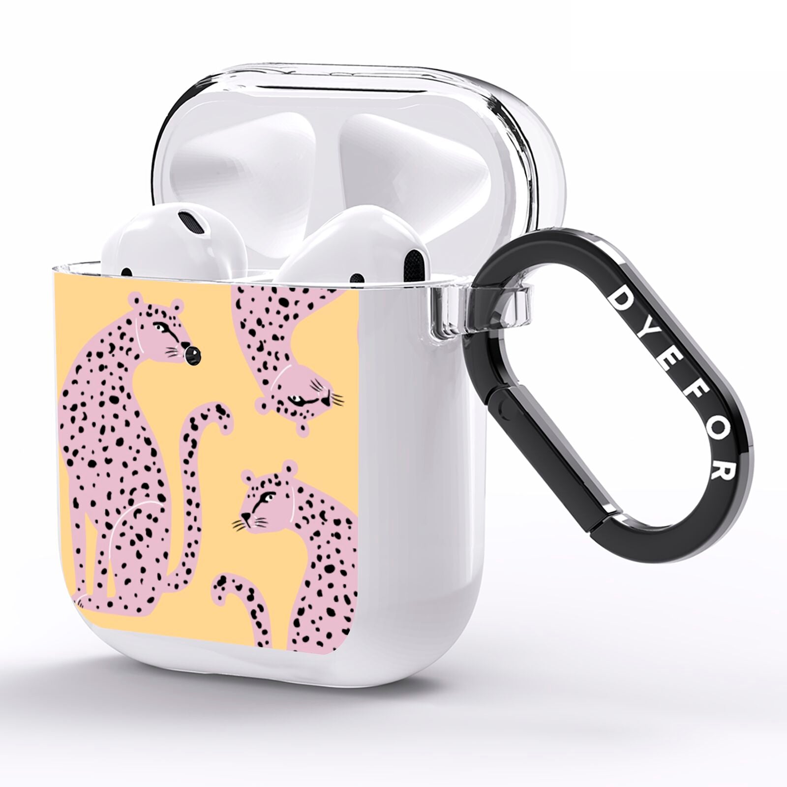 Pink Leopards AirPods Clear Case Side Image