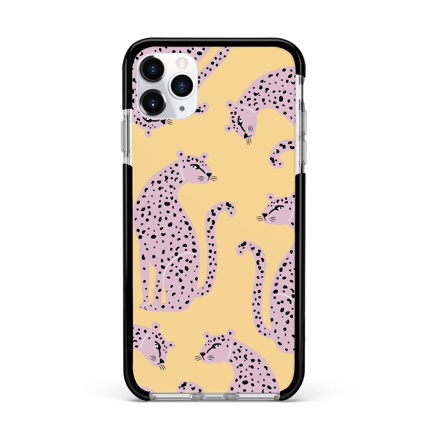 Pink Leopards Apple iPhone 11 Pro Max in Silver with Black Impact Case