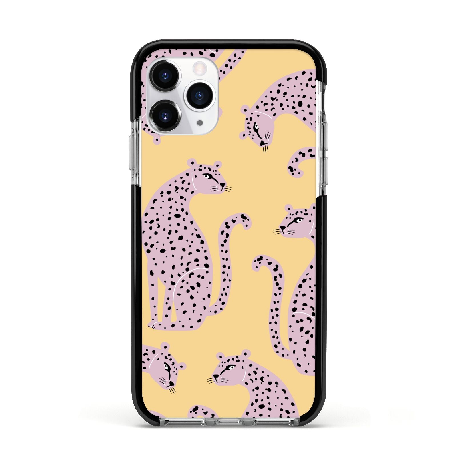 Pink Leopards Apple iPhone 11 Pro in Silver with Black Impact Case