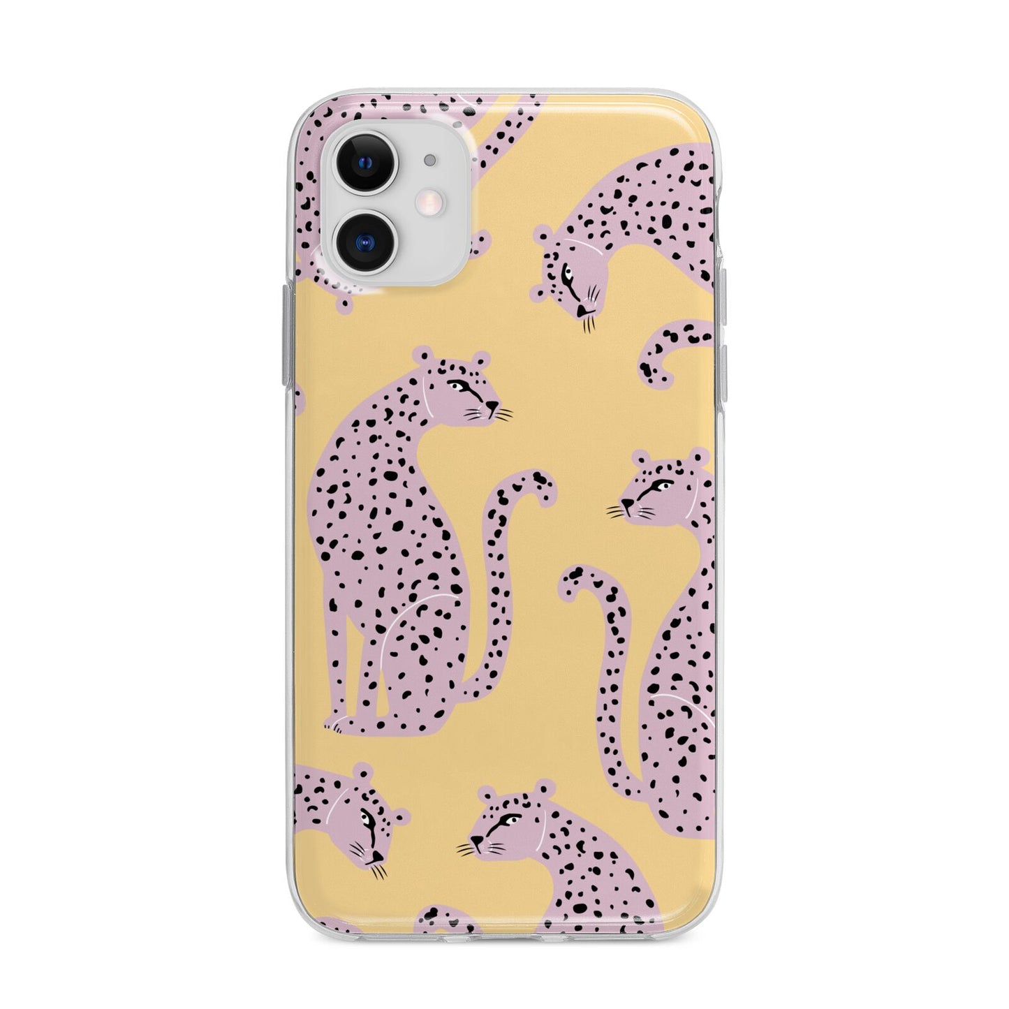 Pink Leopards Apple iPhone 11 in White with Bumper Case