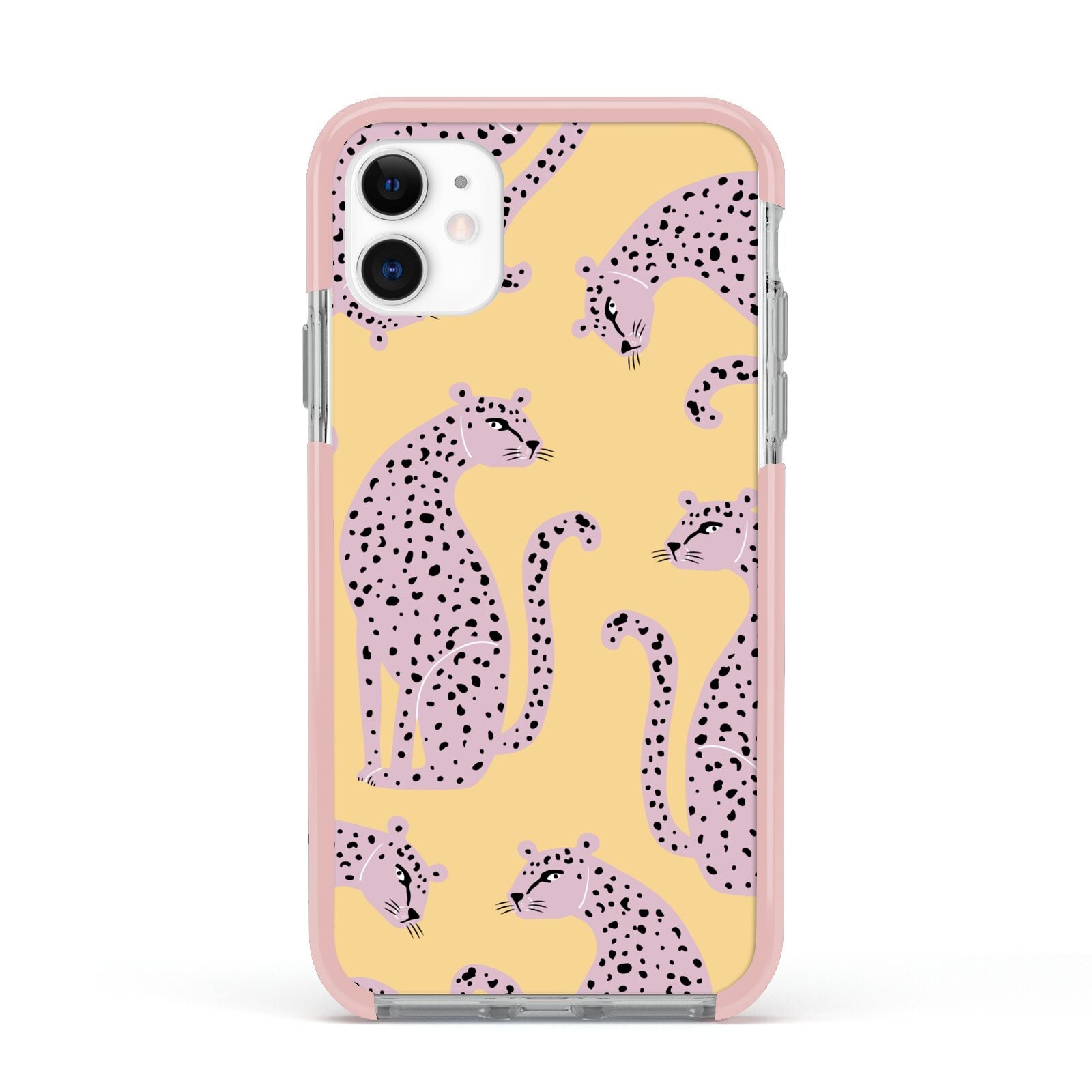 Pink Leopards Apple iPhone 11 in White with Pink Impact Case