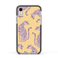 Pink Leopards Apple iPhone XR Impact Case Black Edge on Silver Phone