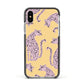 Pink Leopards Apple iPhone Xs Impact Case Black Edge on Silver Phone