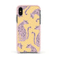 Pink Leopards Apple iPhone Xs Impact Case Pink Edge on Black Phone
