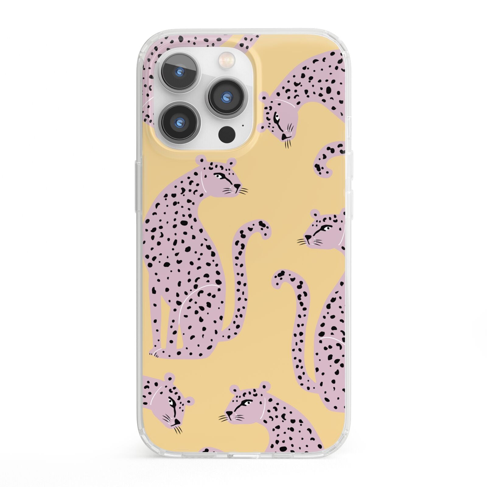 Pink Leopards iPhone 13 Pro Clear Bumper Case
