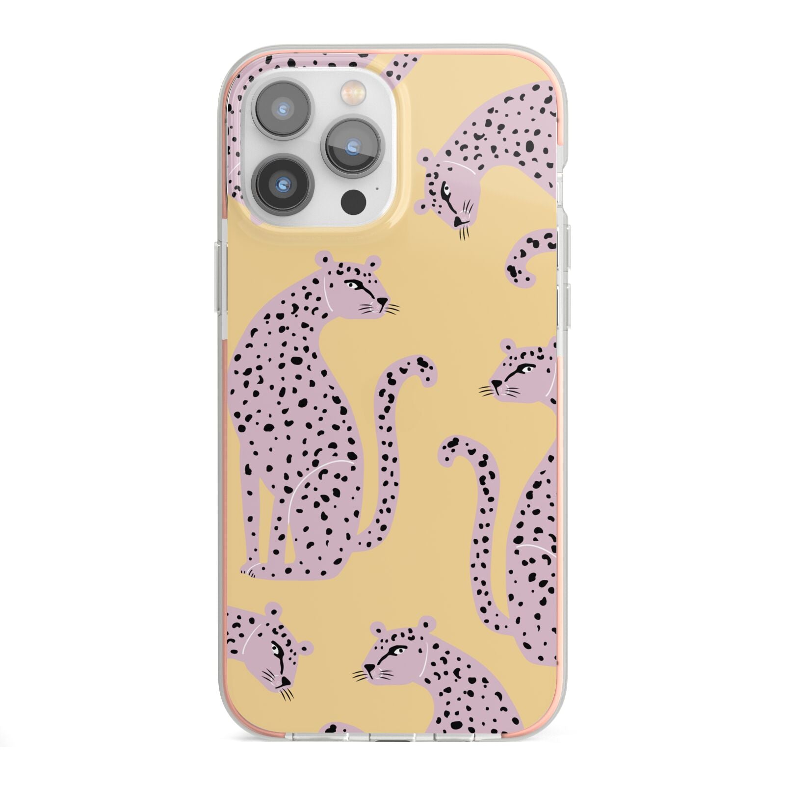 Pink Leopards iPhone 13 Pro Max TPU Impact Case with Pink Edges