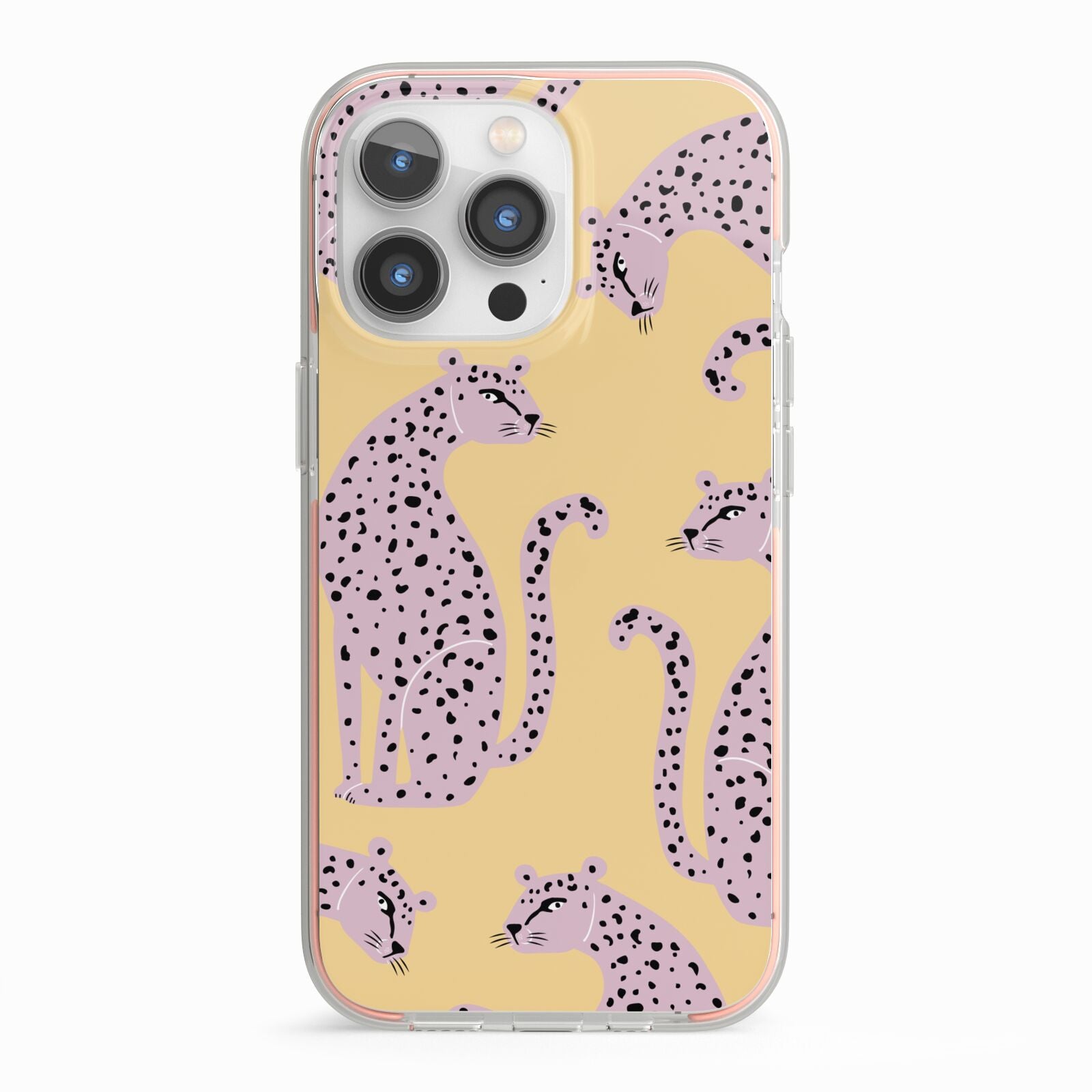 Pink Leopards iPhone 13 Pro TPU Impact Case with Pink Edges