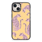 Pink Leopards iPhone 14 Black Impact Case on Silver phone