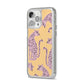Pink Leopards iPhone 14 Pro Max Clear Tough Case Silver Angled Image