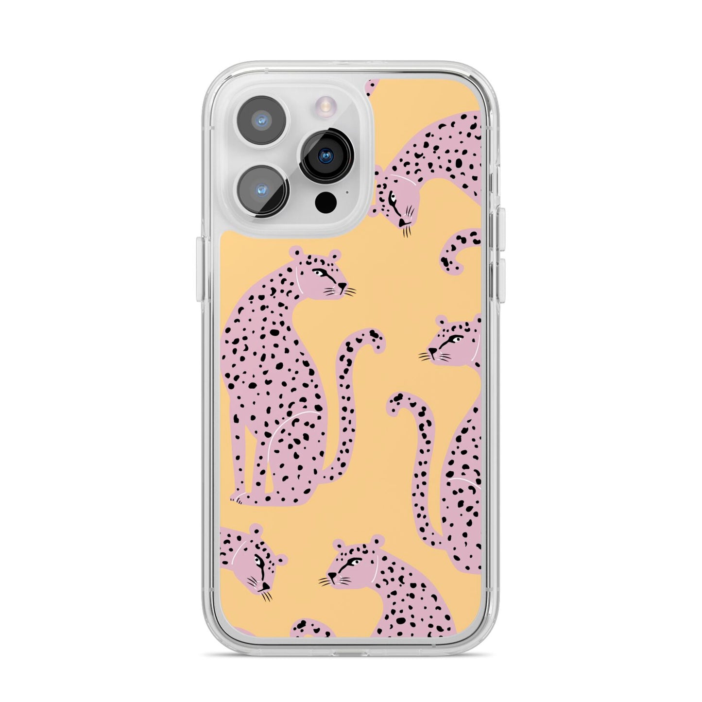 Pink Leopards iPhone 14 Pro Max Clear Tough Case Silver
