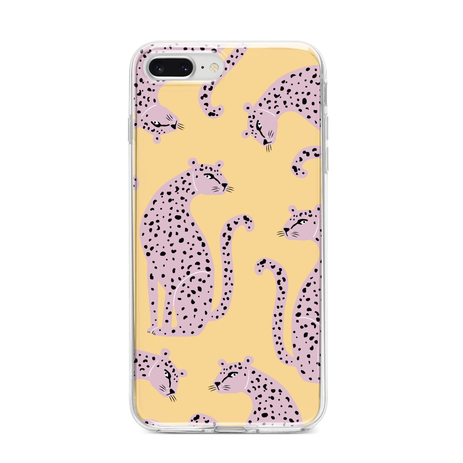 Pink Leopards iPhone 8 Plus Bumper Case on Silver iPhone