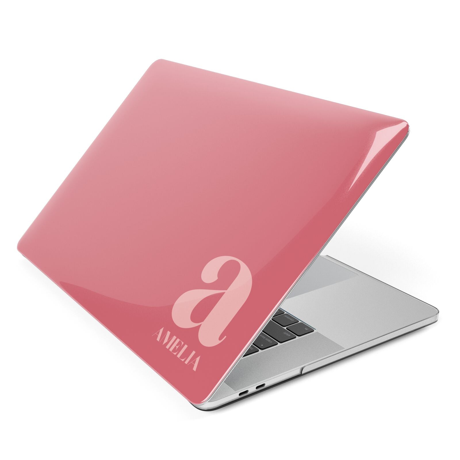 Pink Letter with Name Apple MacBook Case Side View