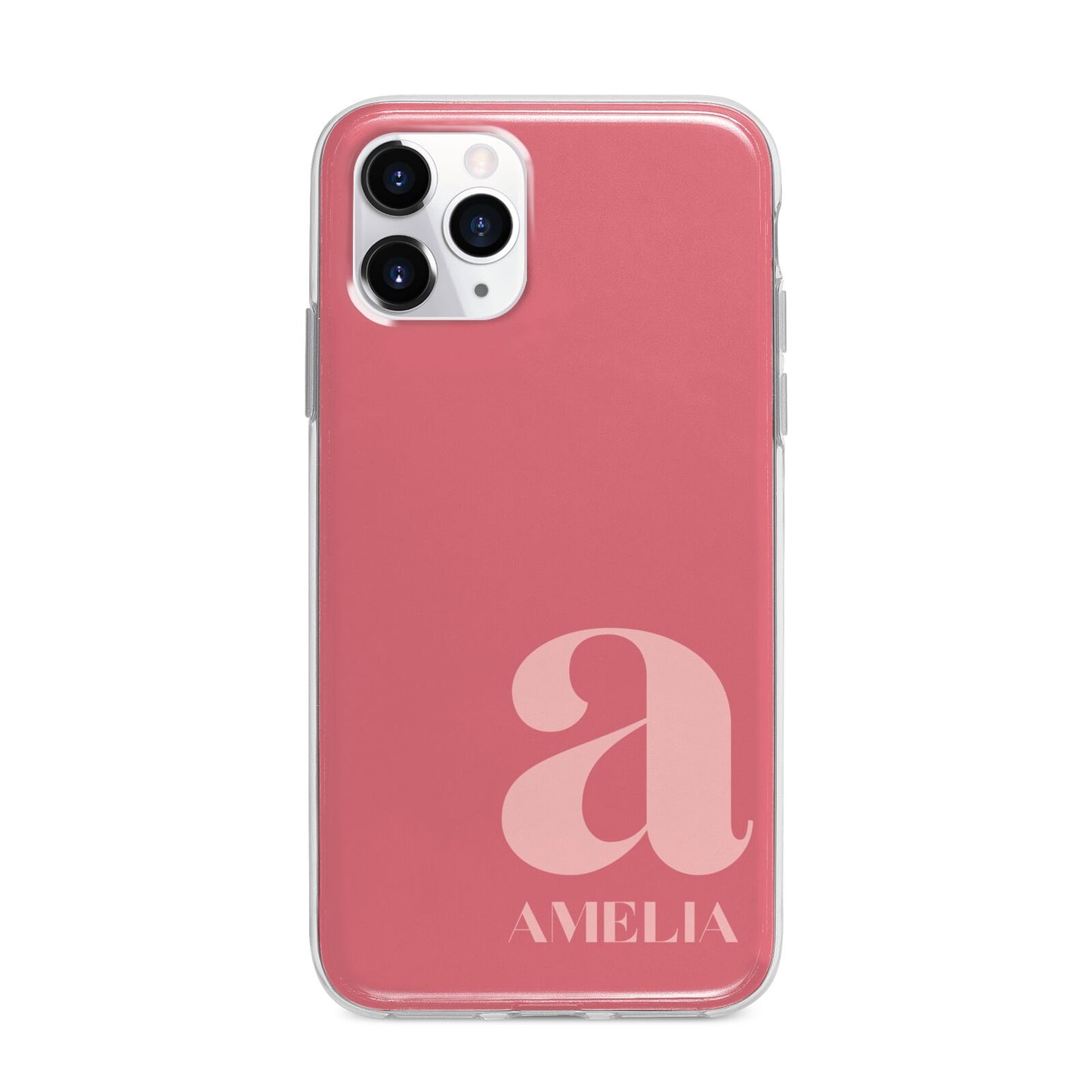 Pink Letter with Name Apple iPhone 11 Pro Max in Silver with Bumper Case