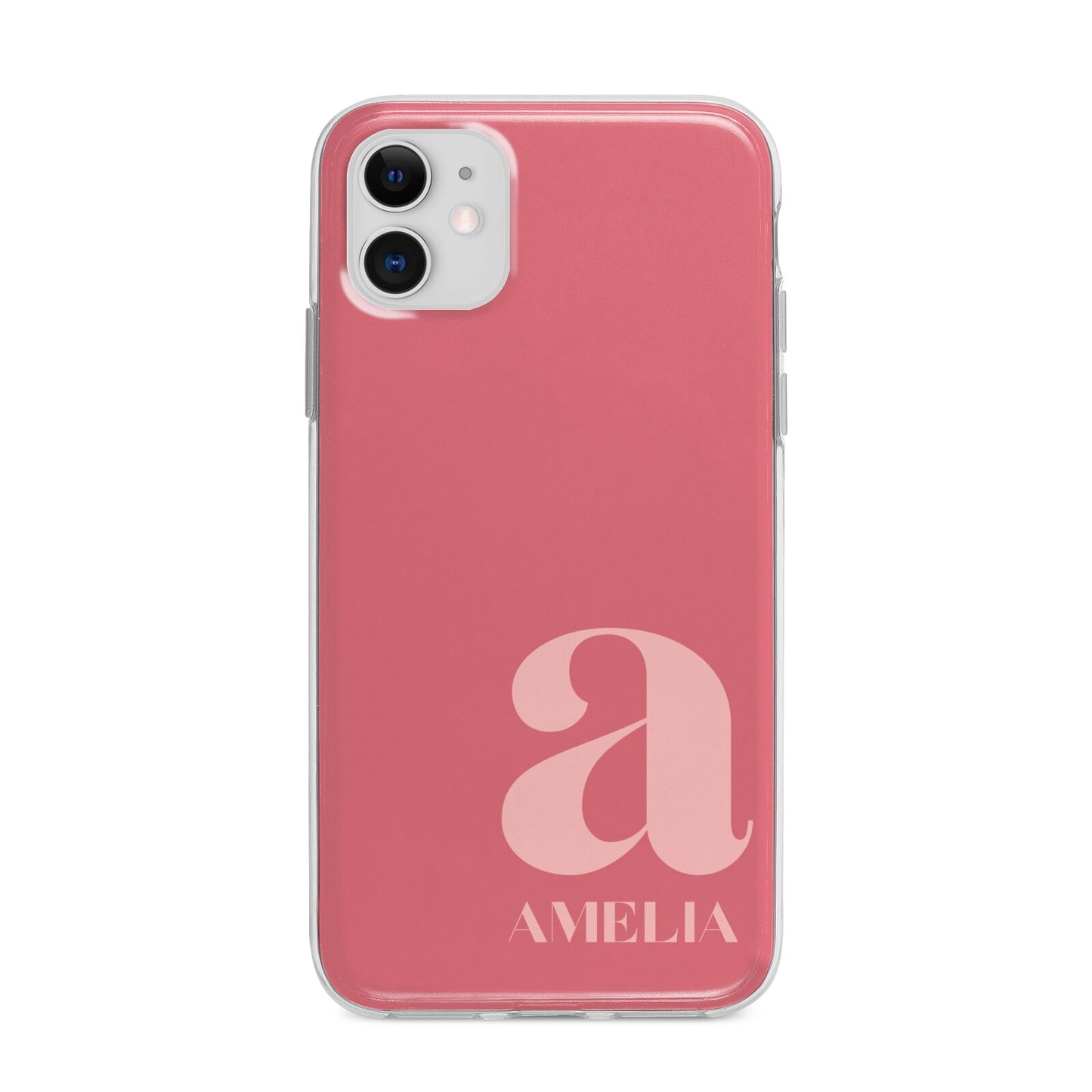 Pink Letter with Name Apple iPhone 11 in White with Bumper Case