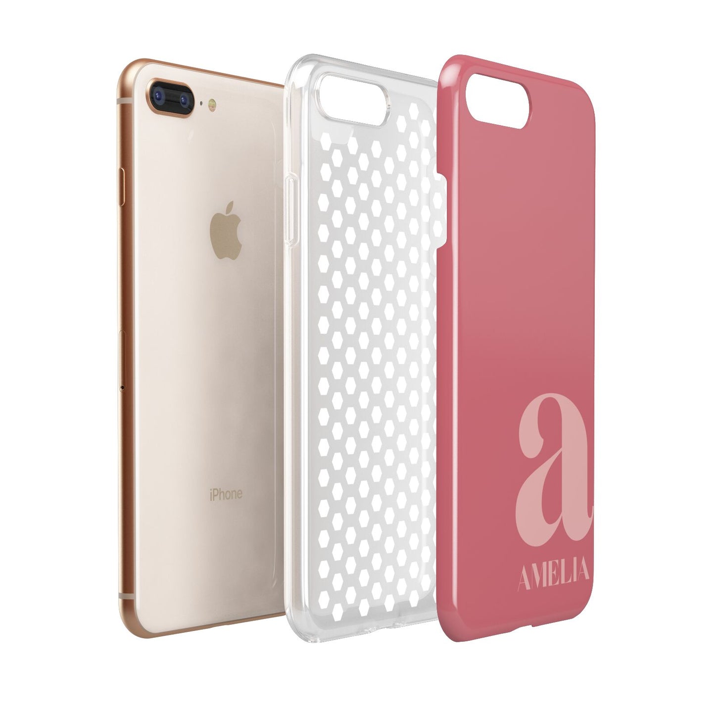 Pink Letter with Name Apple iPhone 7 8 Plus 3D Tough Case Expanded View