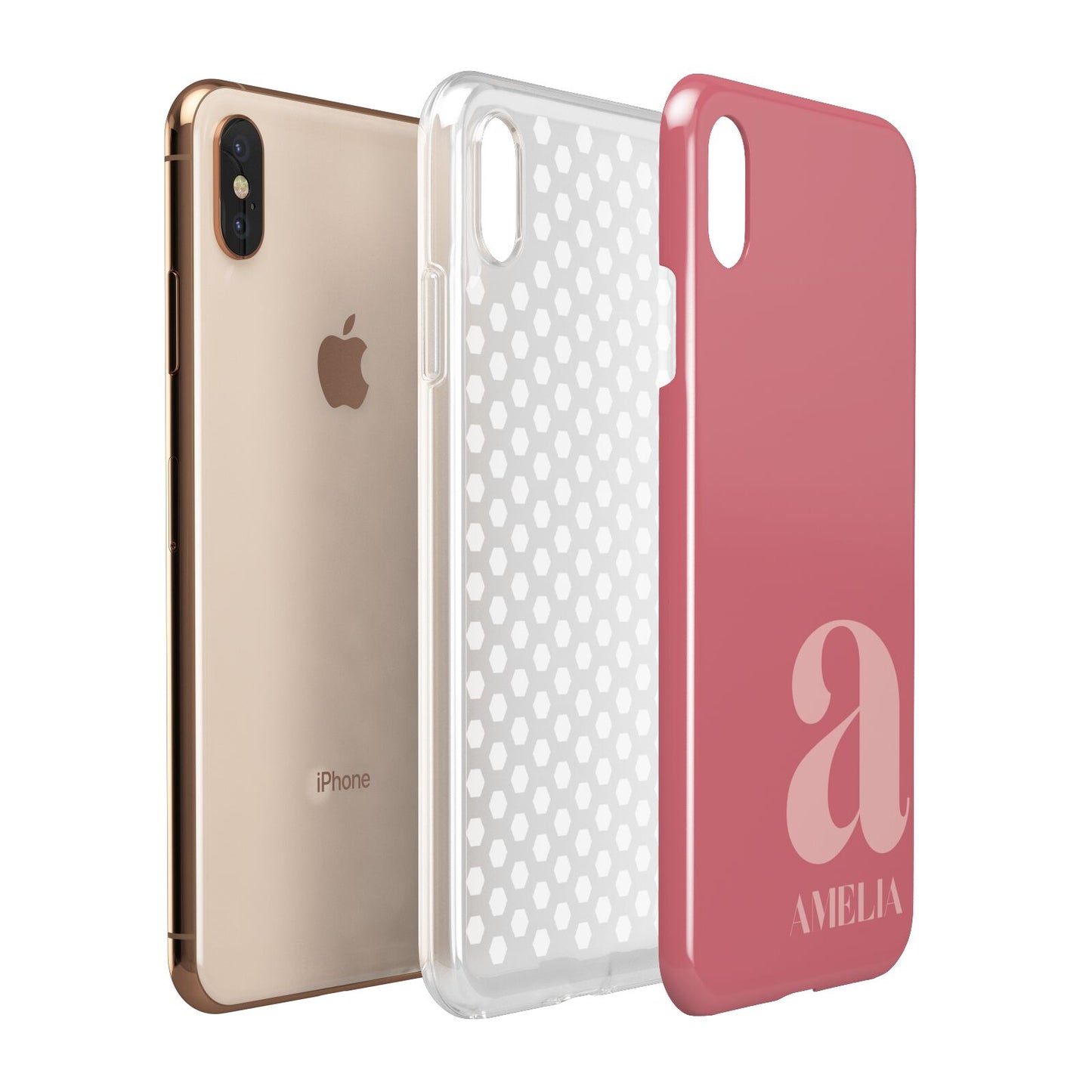 Pink Letter with Name Apple iPhone Xs Max 3D Tough Case Expanded View