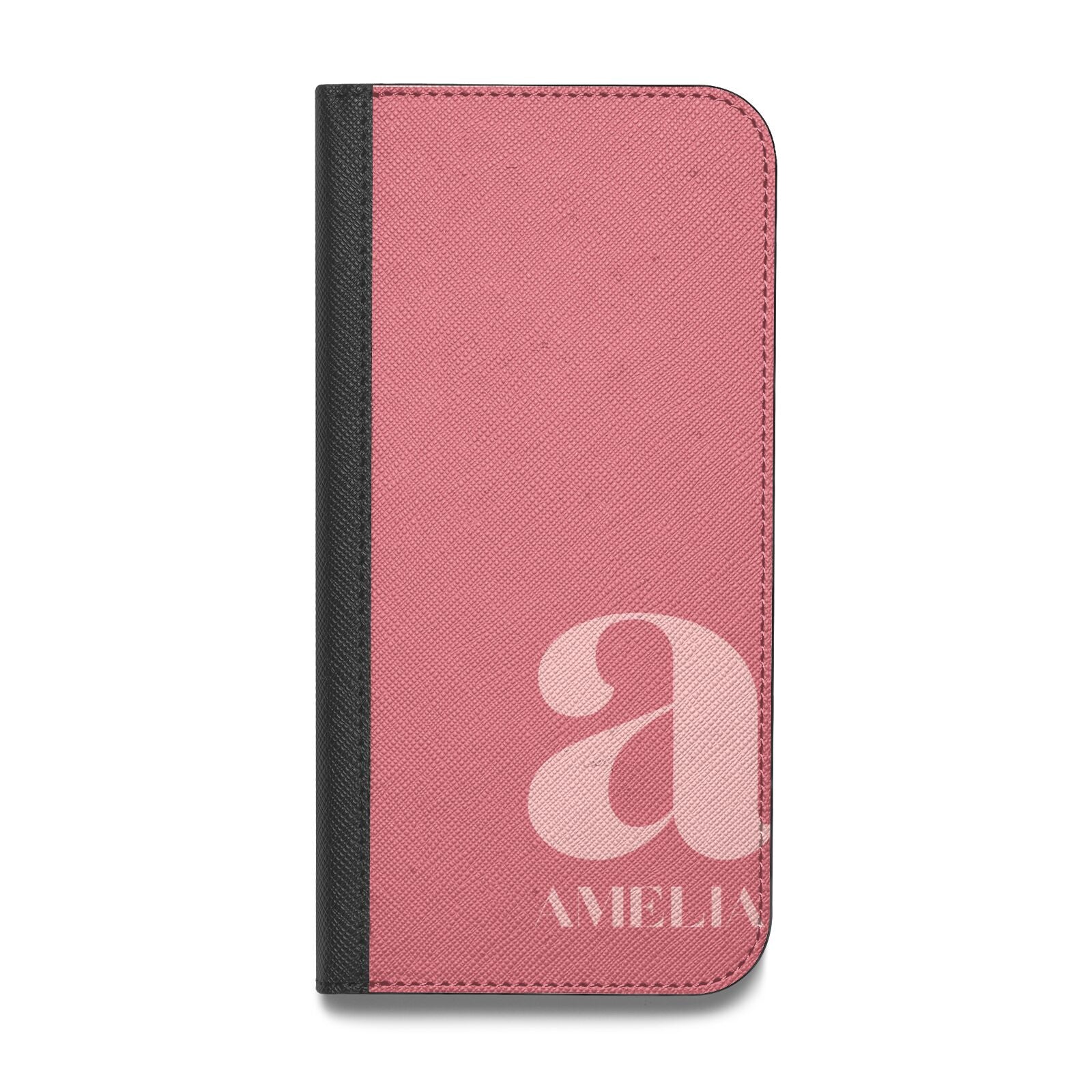 Pink Letter with Name Vegan Leather Flip iPhone Case