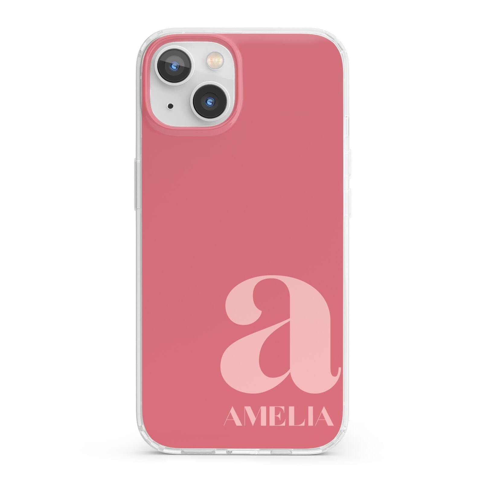 Pink Letter with Name iPhone 13 Clear Bumper Case