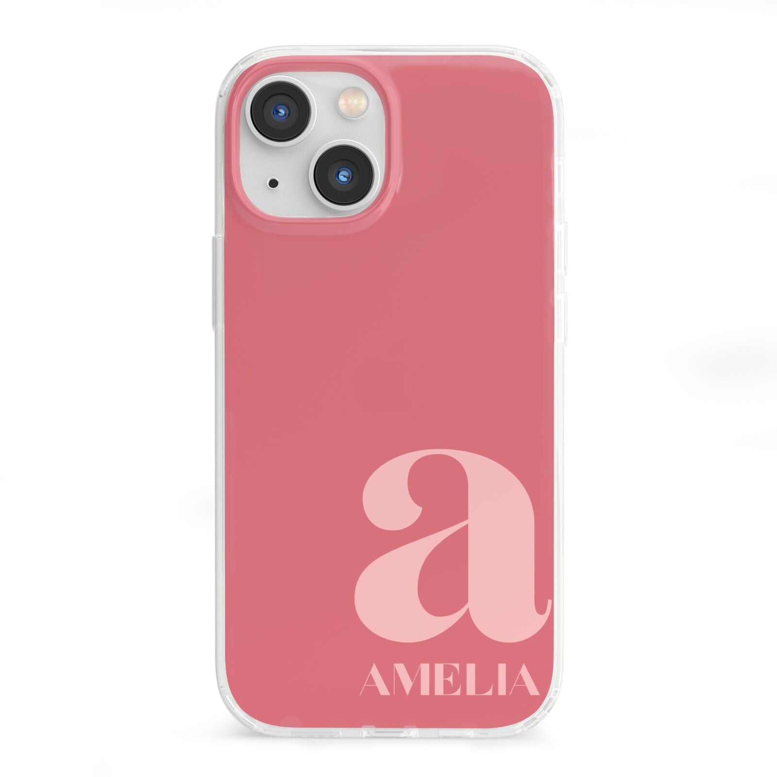 Pink Letter with Name iPhone 13 Mini Clear Bumper Case