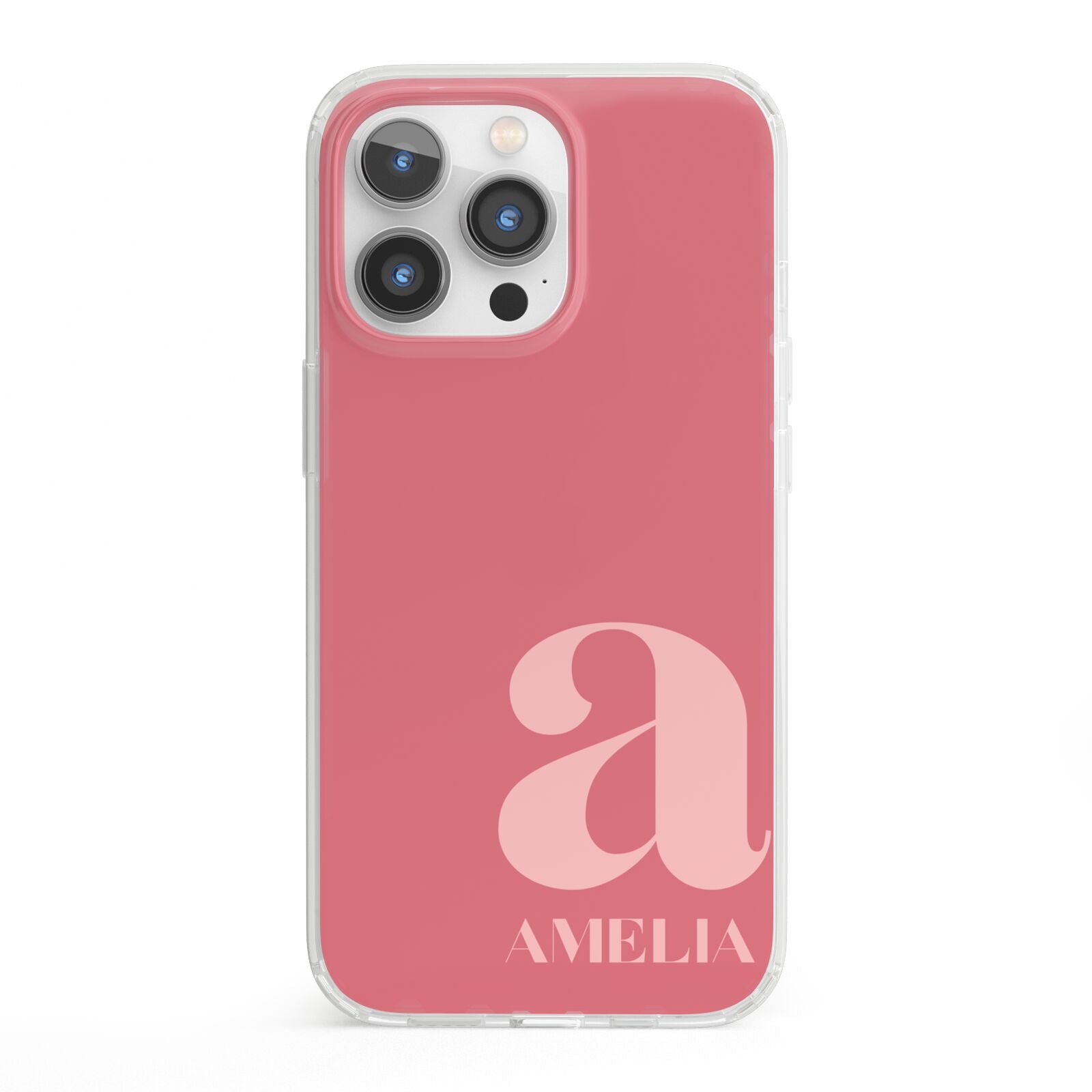 Pink Letter with Name iPhone 13 Pro Clear Bumper Case