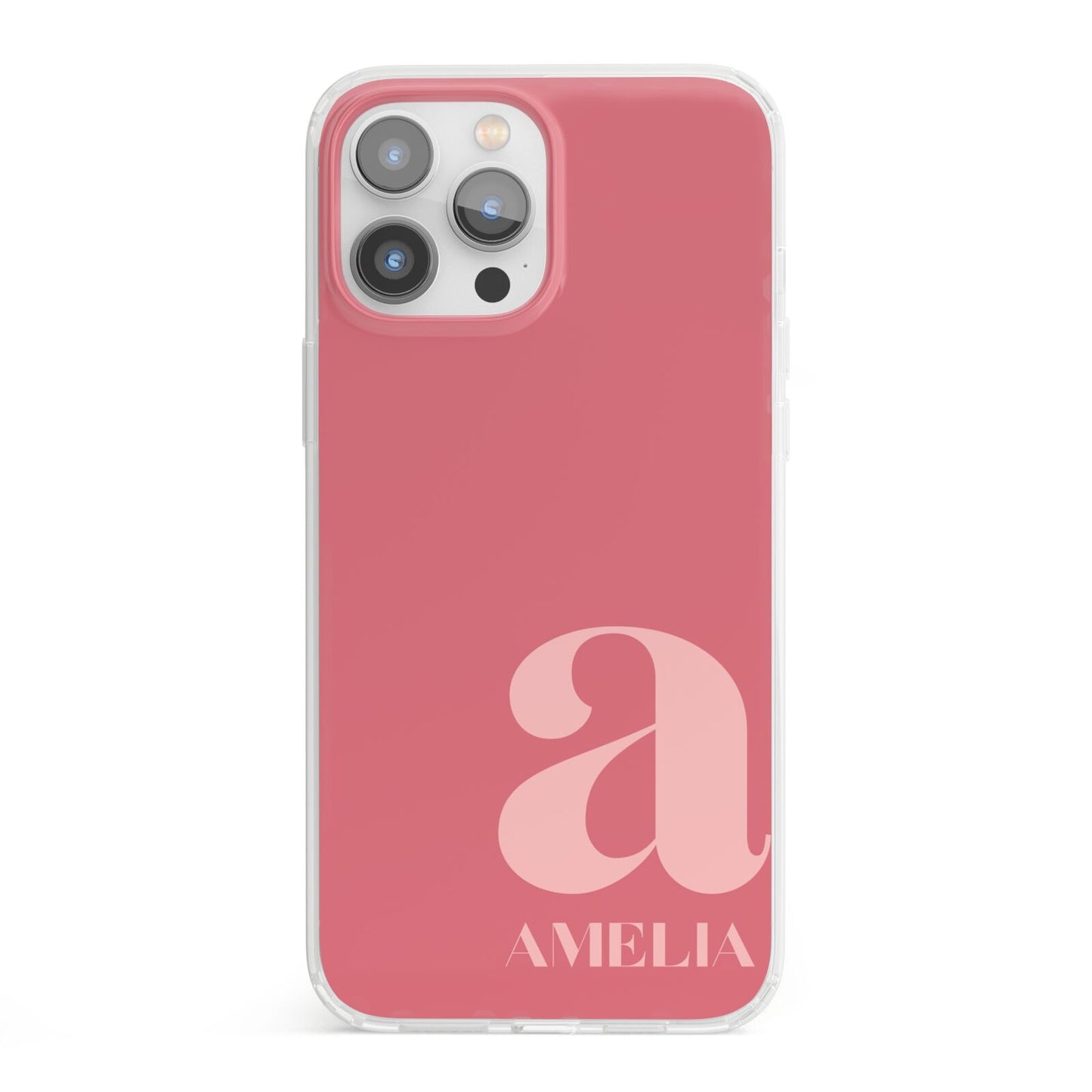 Pink Letter with Name iPhone 13 Pro Max Clear Bumper Case