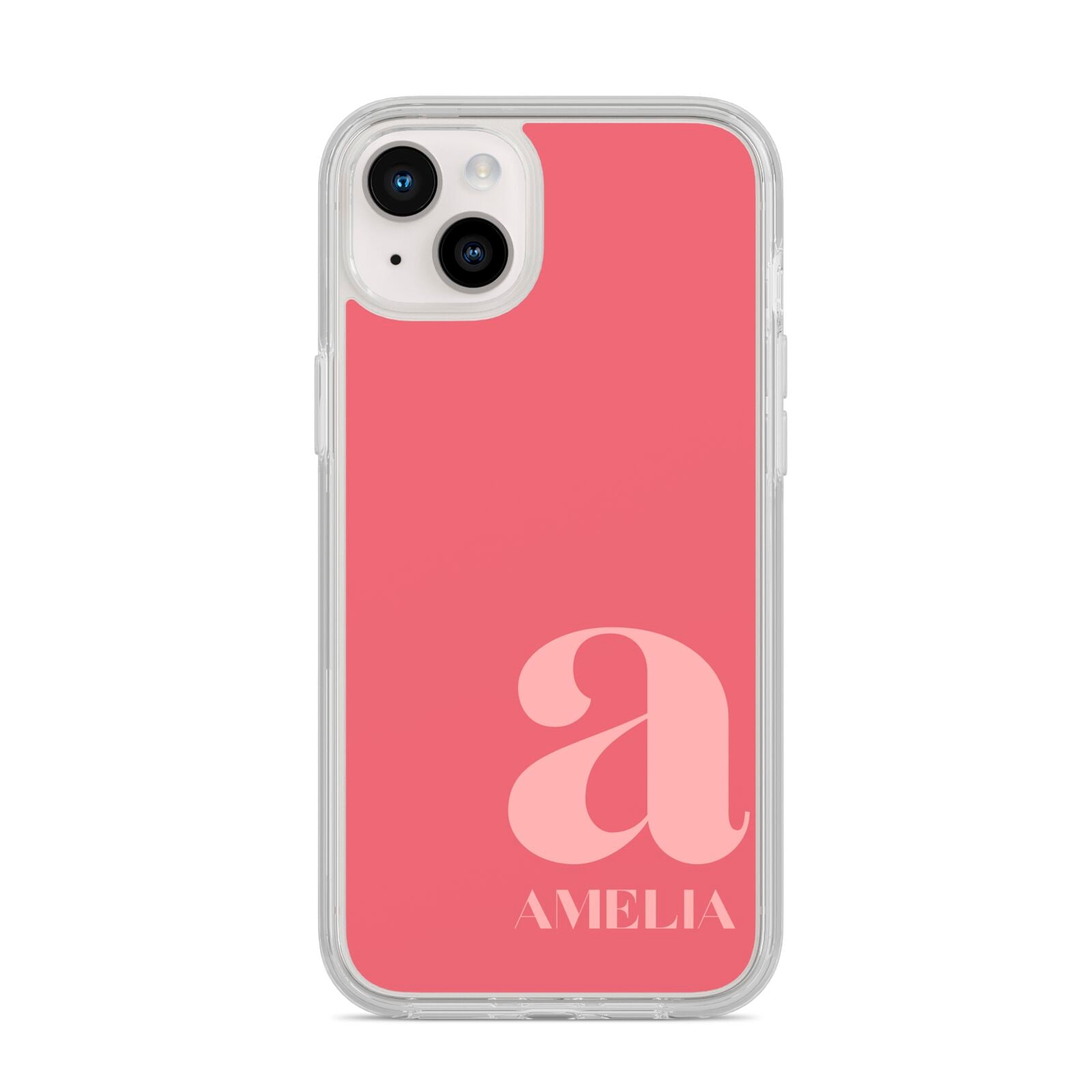 Pink Letter with Name iPhone 14 Plus Clear Tough Case Starlight