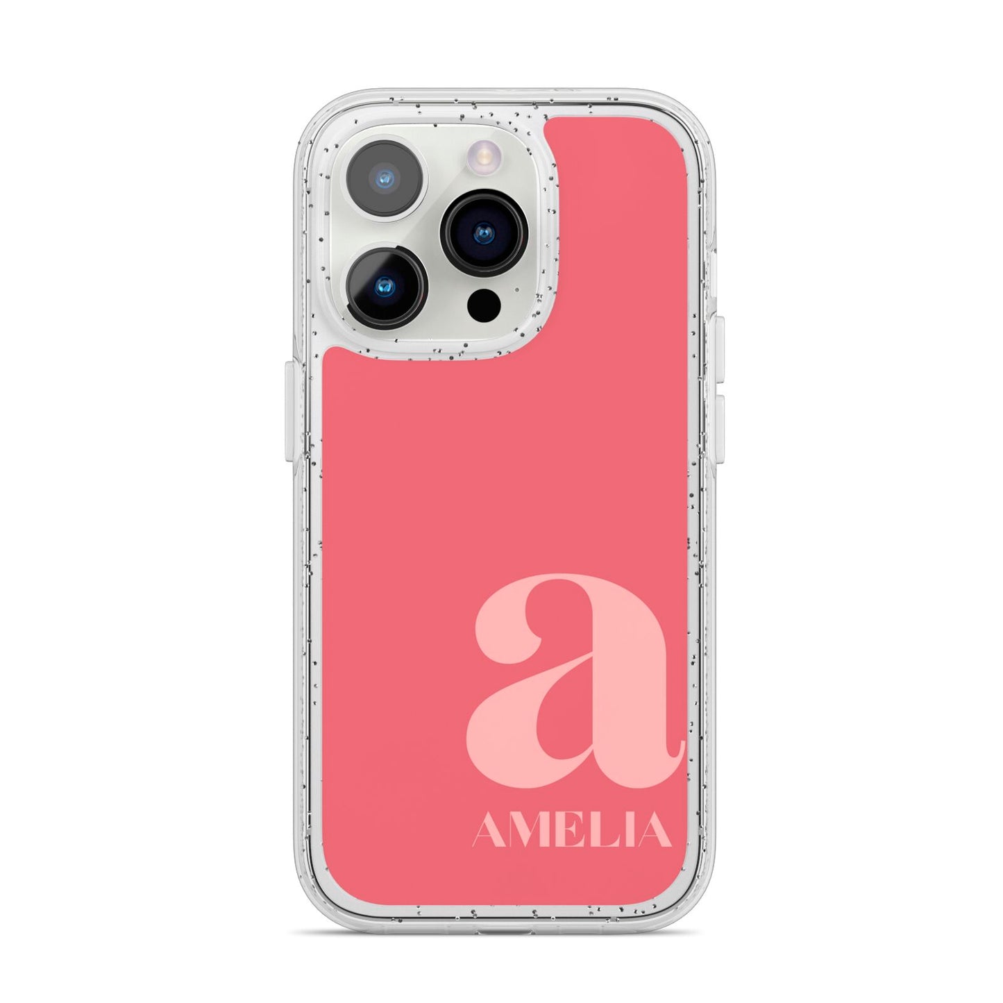 Pink Letter with Name iPhone 14 Pro Glitter Tough Case Silver