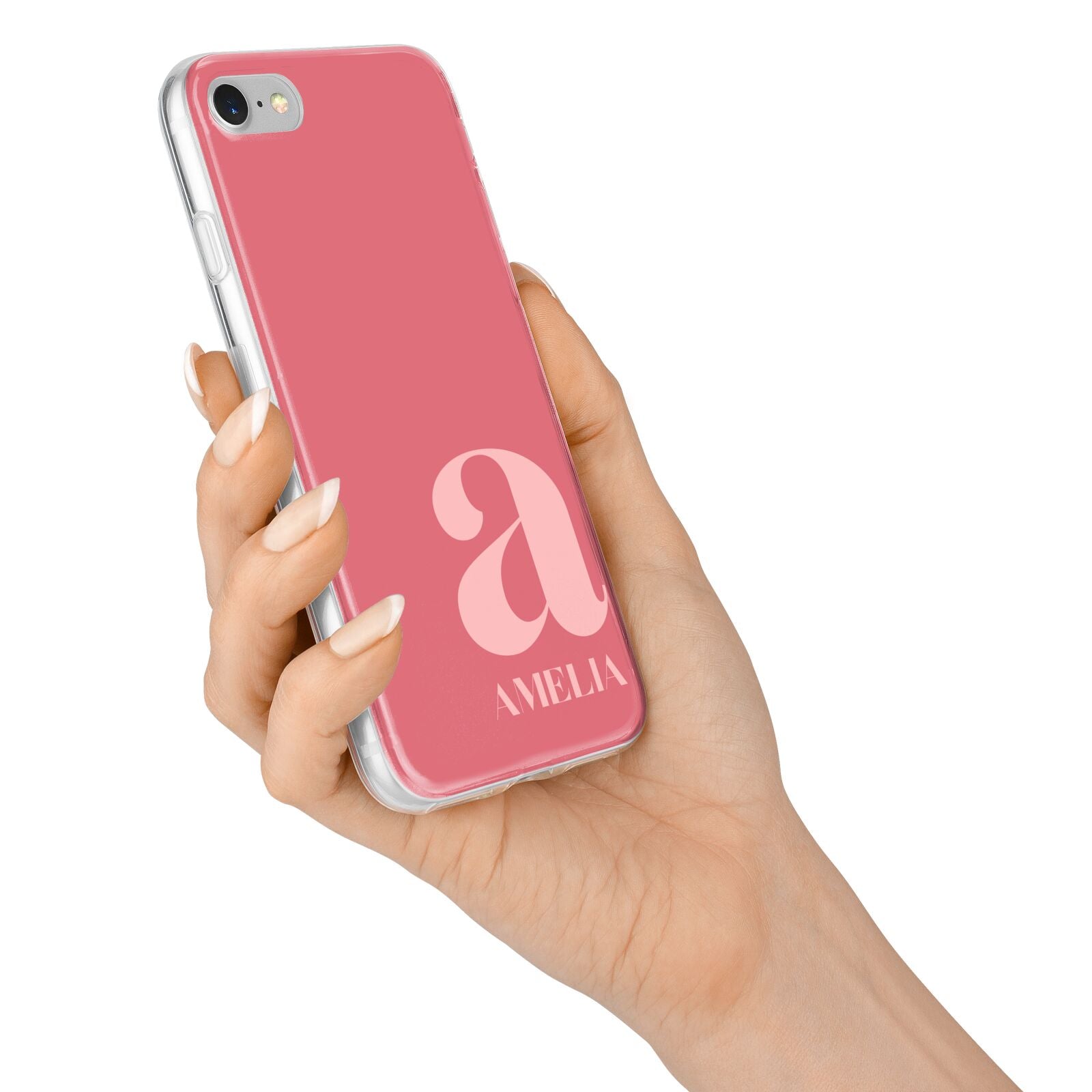 Pink Letter with Name iPhone 7 Bumper Case on Silver iPhone Alternative Image