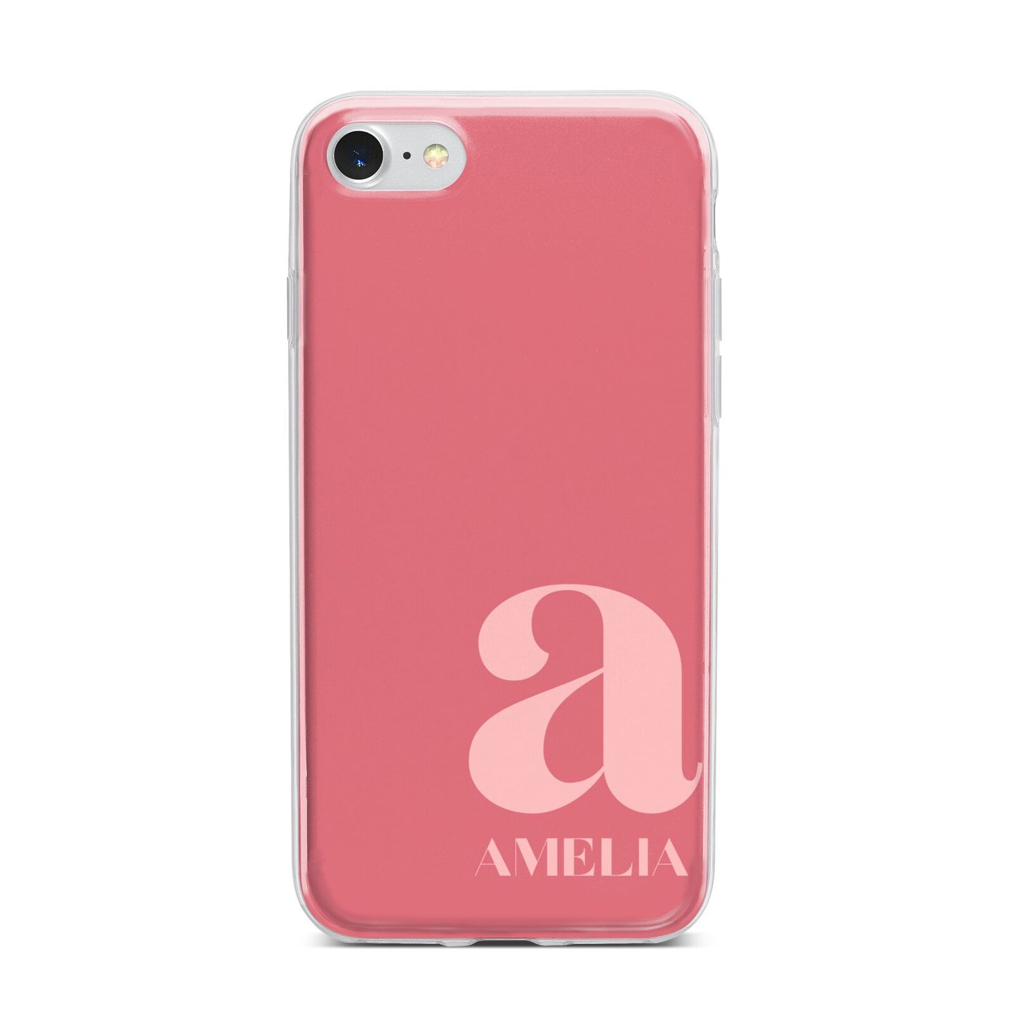 Pink Letter with Name iPhone 7 Bumper Case on Silver iPhone