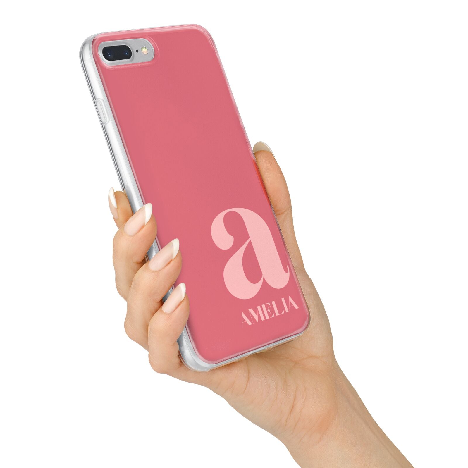 Pink Letter with Name iPhone 7 Plus Bumper Case on Silver iPhone Alternative Image