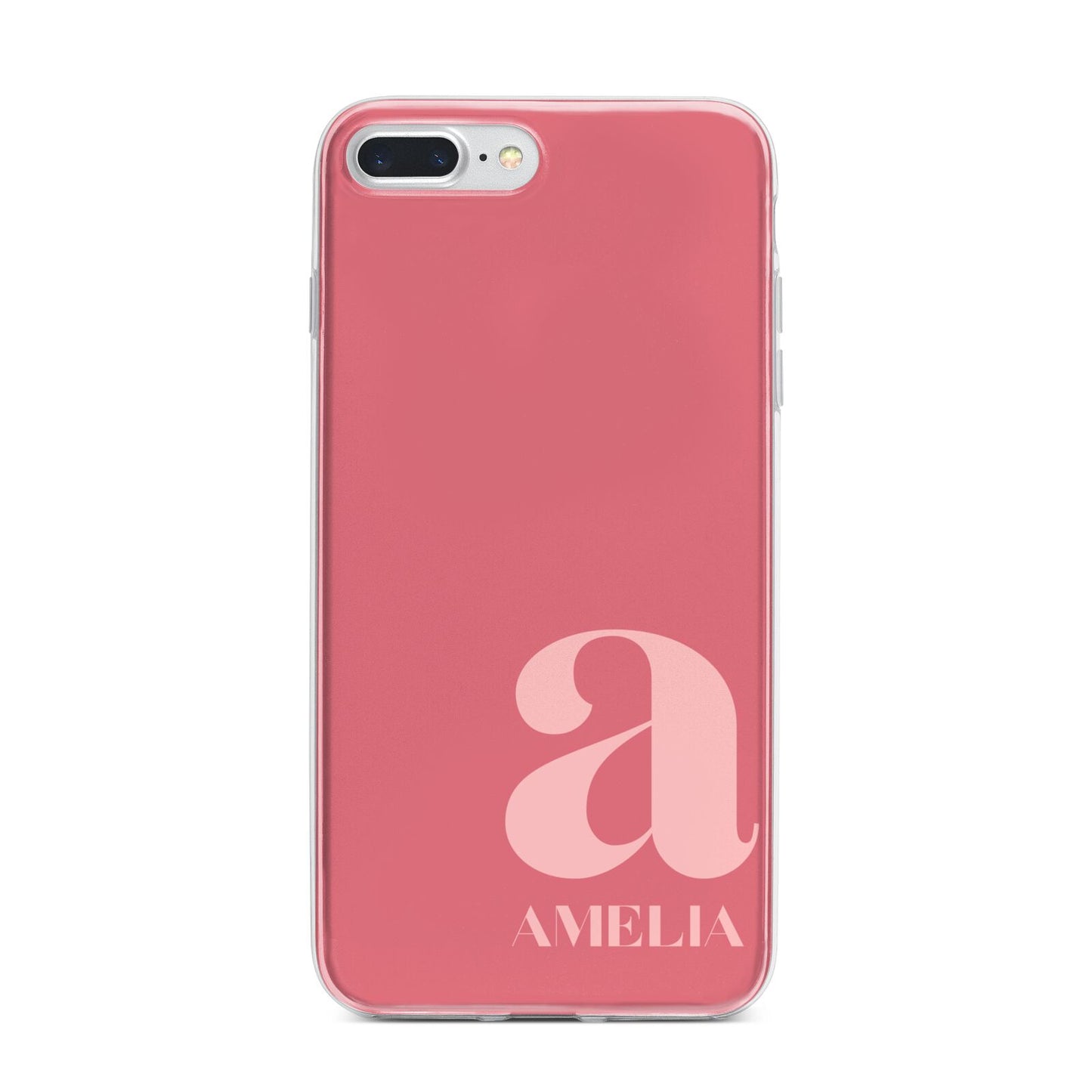 Pink Letter with Name iPhone 7 Plus Bumper Case on Silver iPhone