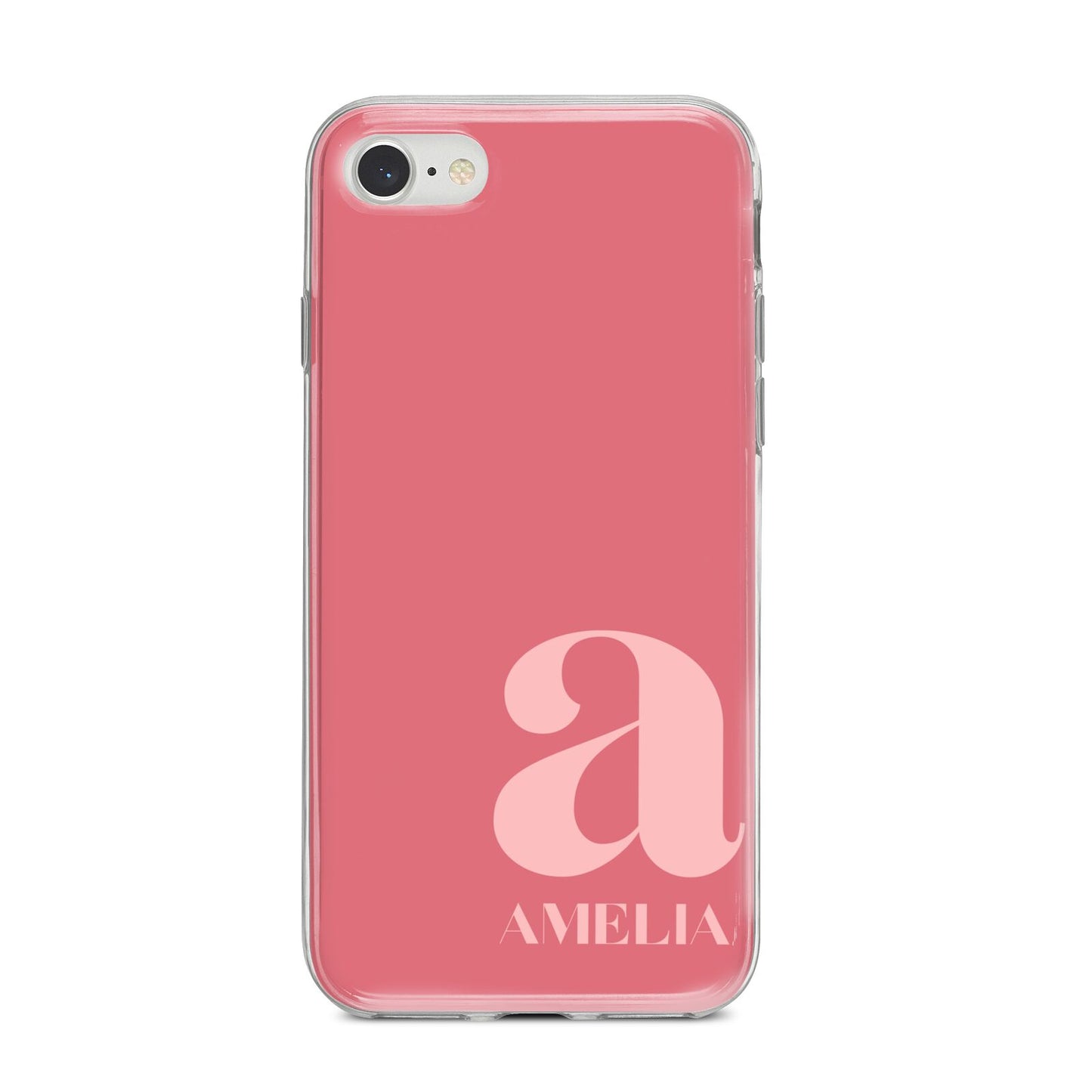 Pink Letter with Name iPhone 8 Bumper Case on Silver iPhone