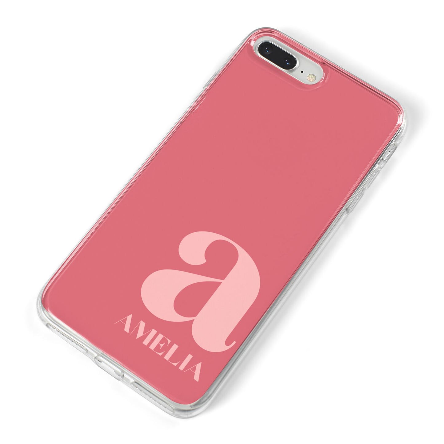 Pink Letter with Name iPhone 8 Plus Bumper Case on Silver iPhone Alternative Image