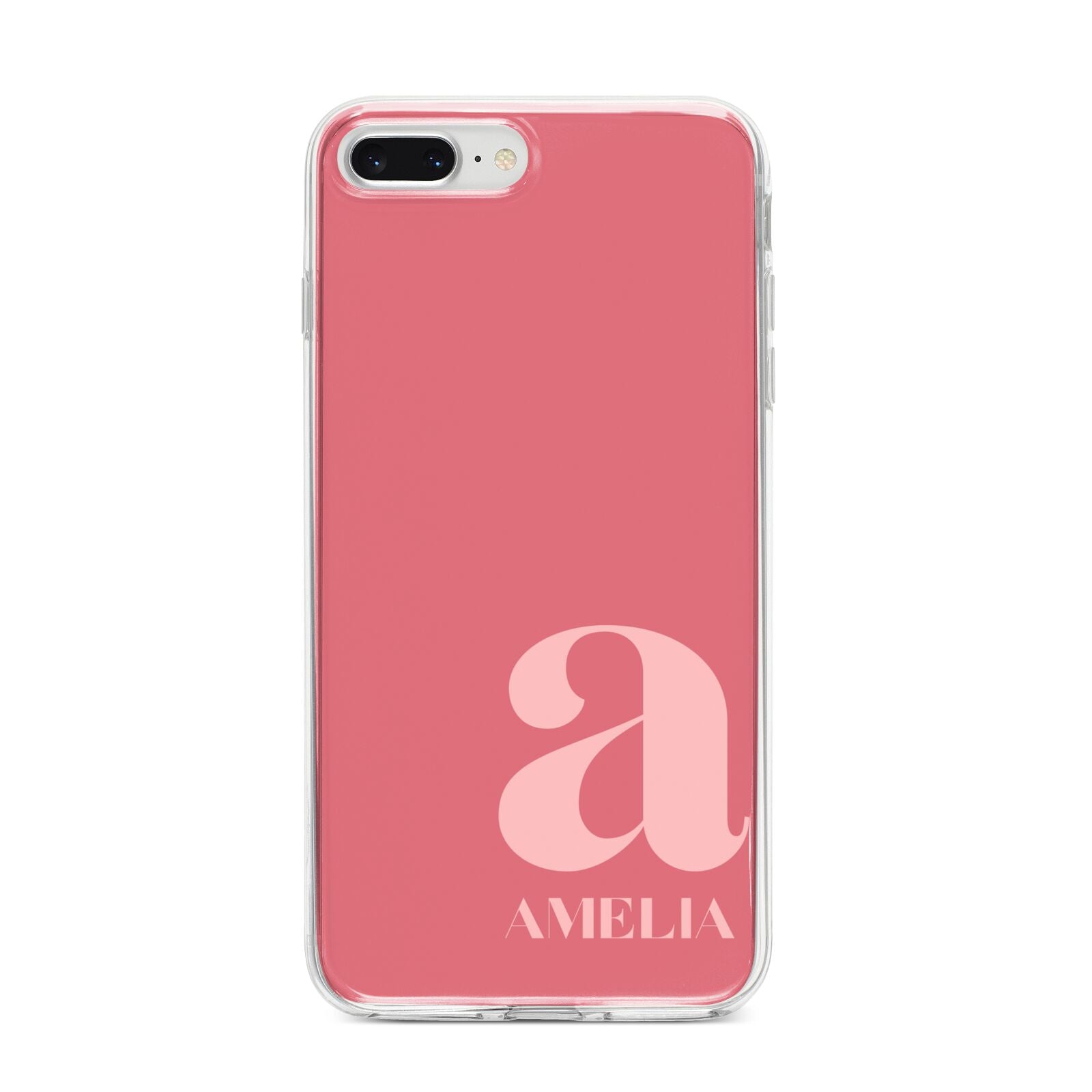 Pink Letter with Name iPhone 8 Plus Bumper Case on Silver iPhone