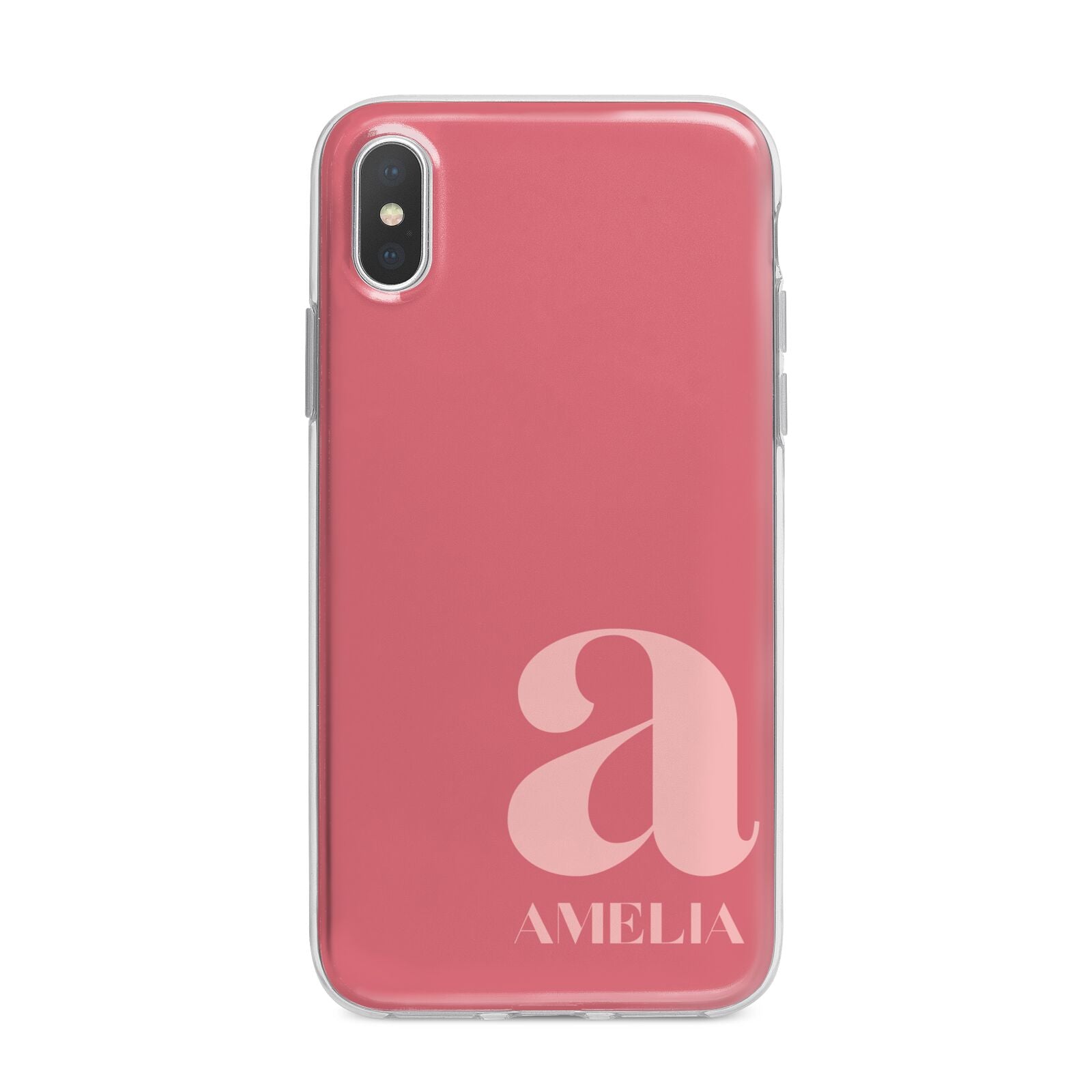 Pink Letter with Name iPhone X Bumper Case on Silver iPhone Alternative Image 1