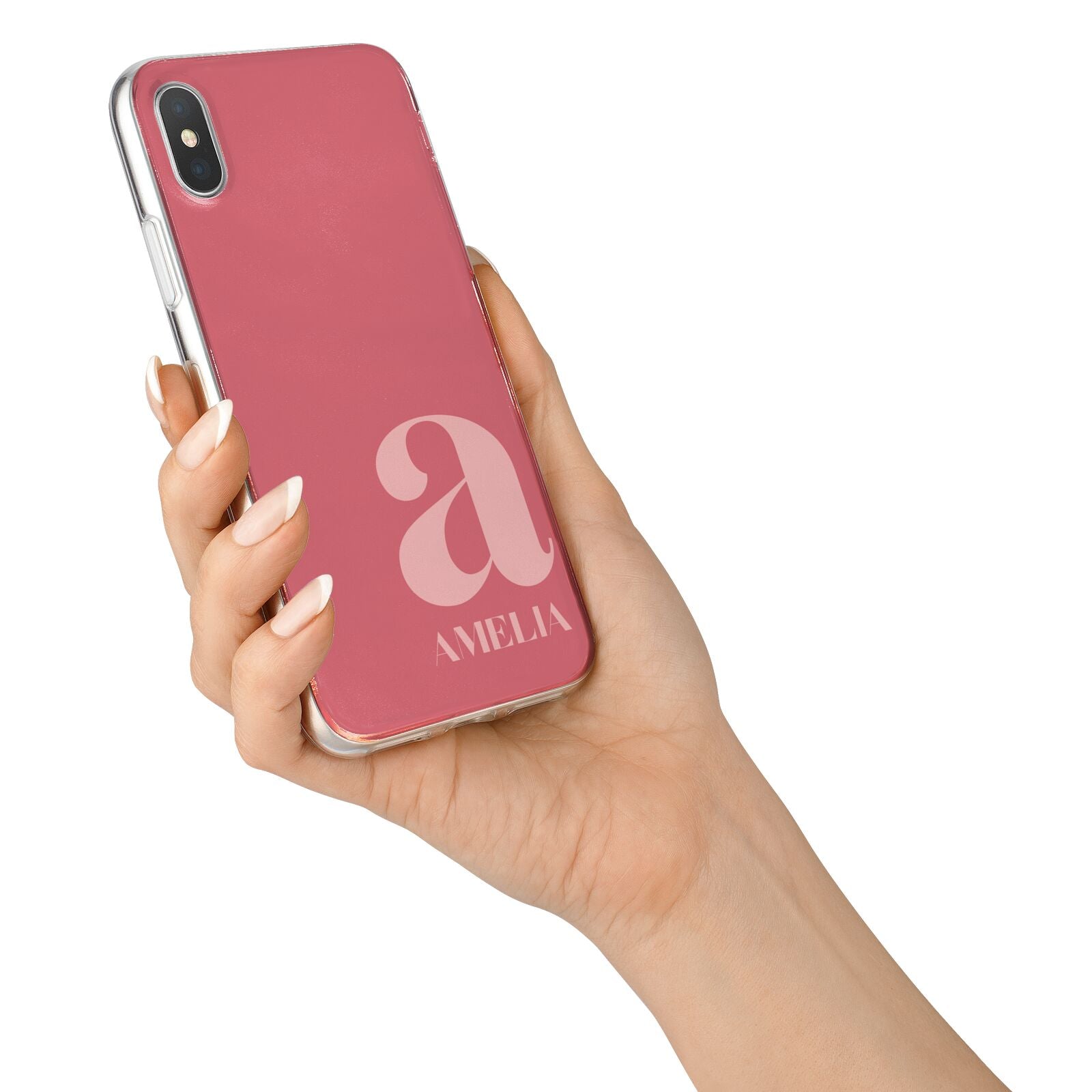 Pink Letter with Name iPhone X Bumper Case on Silver iPhone Alternative Image 2