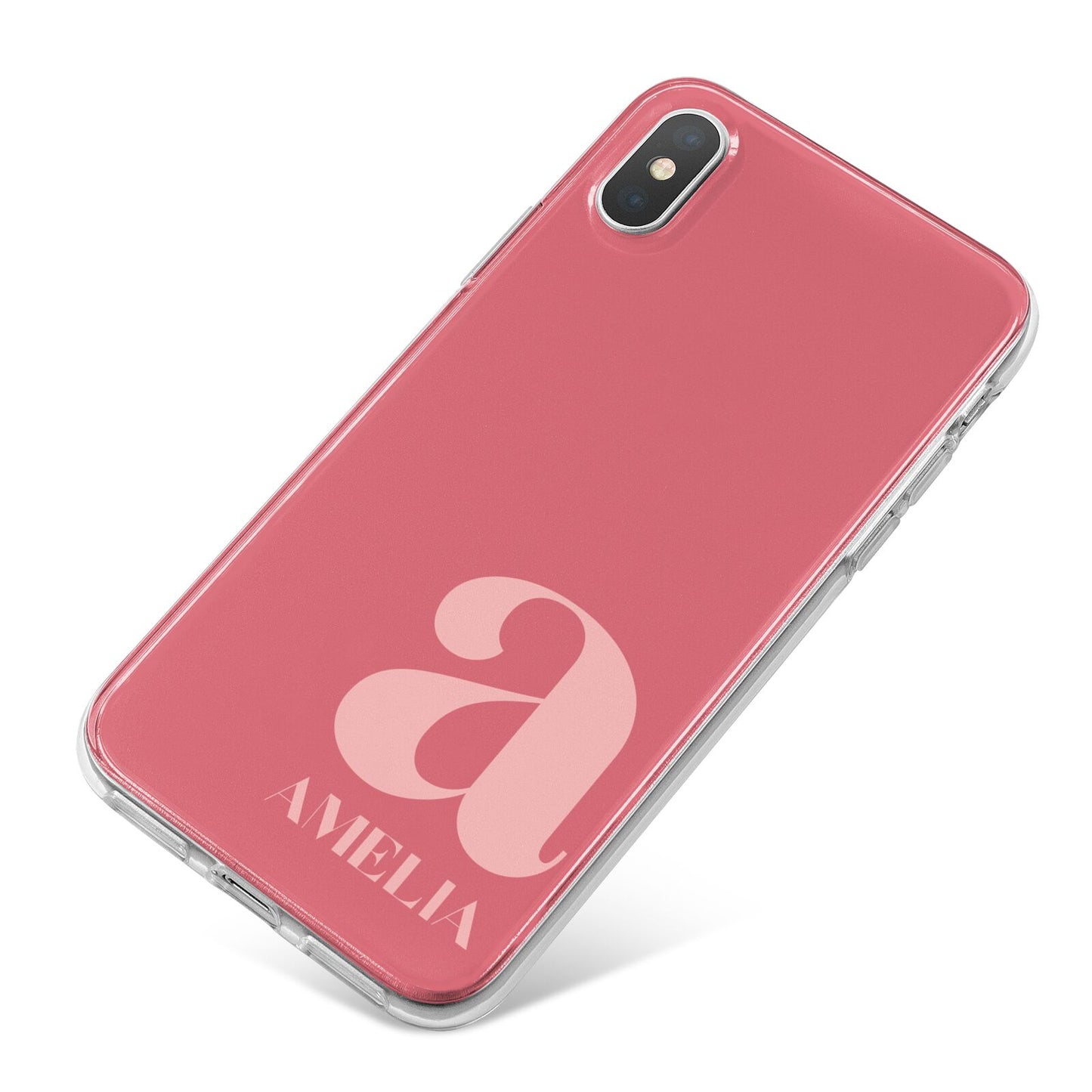 Pink Letter with Name iPhone X Bumper Case on Silver iPhone